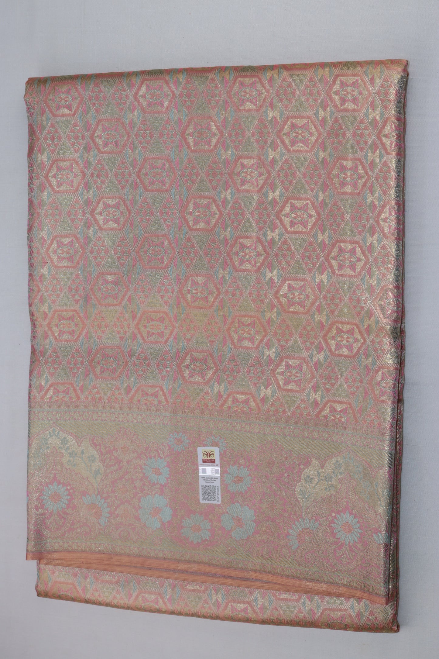 Traditional Pastel Pink Kanjipuram Saree