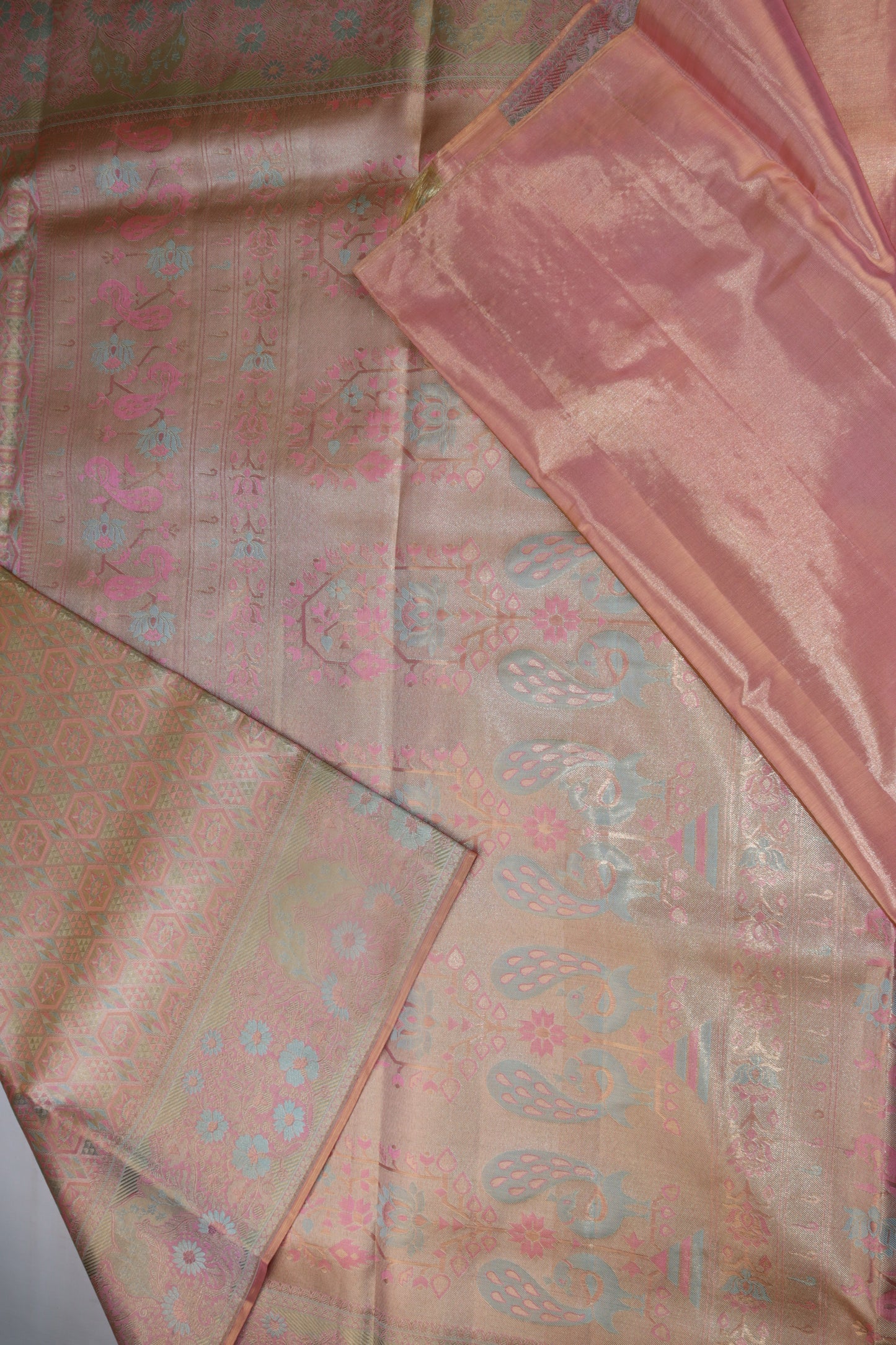 Traditional Pastel Pink Kanjipuram Saree