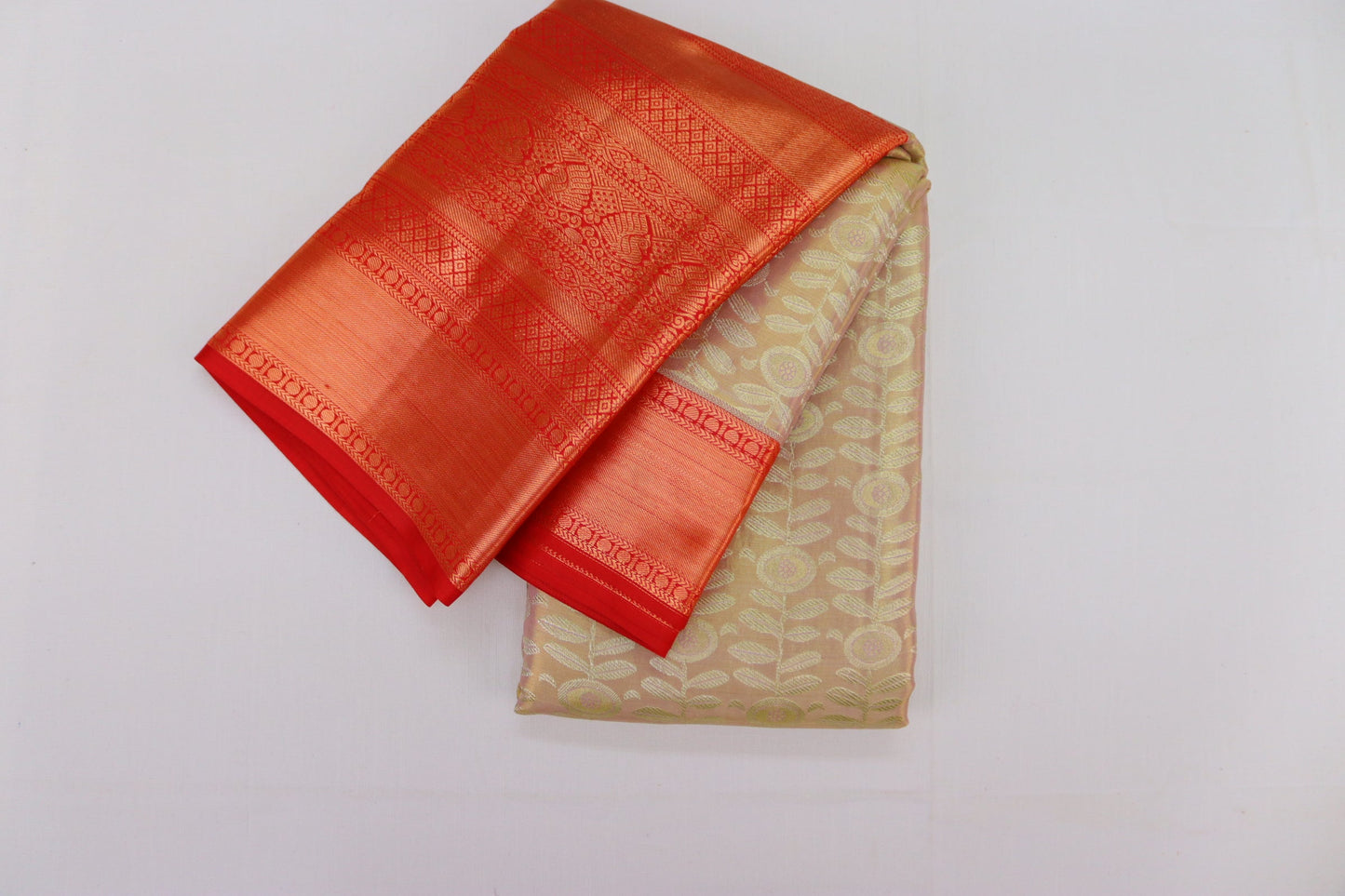 Royal Cream Kanjipuram Saree From Weavers and Best on Online
