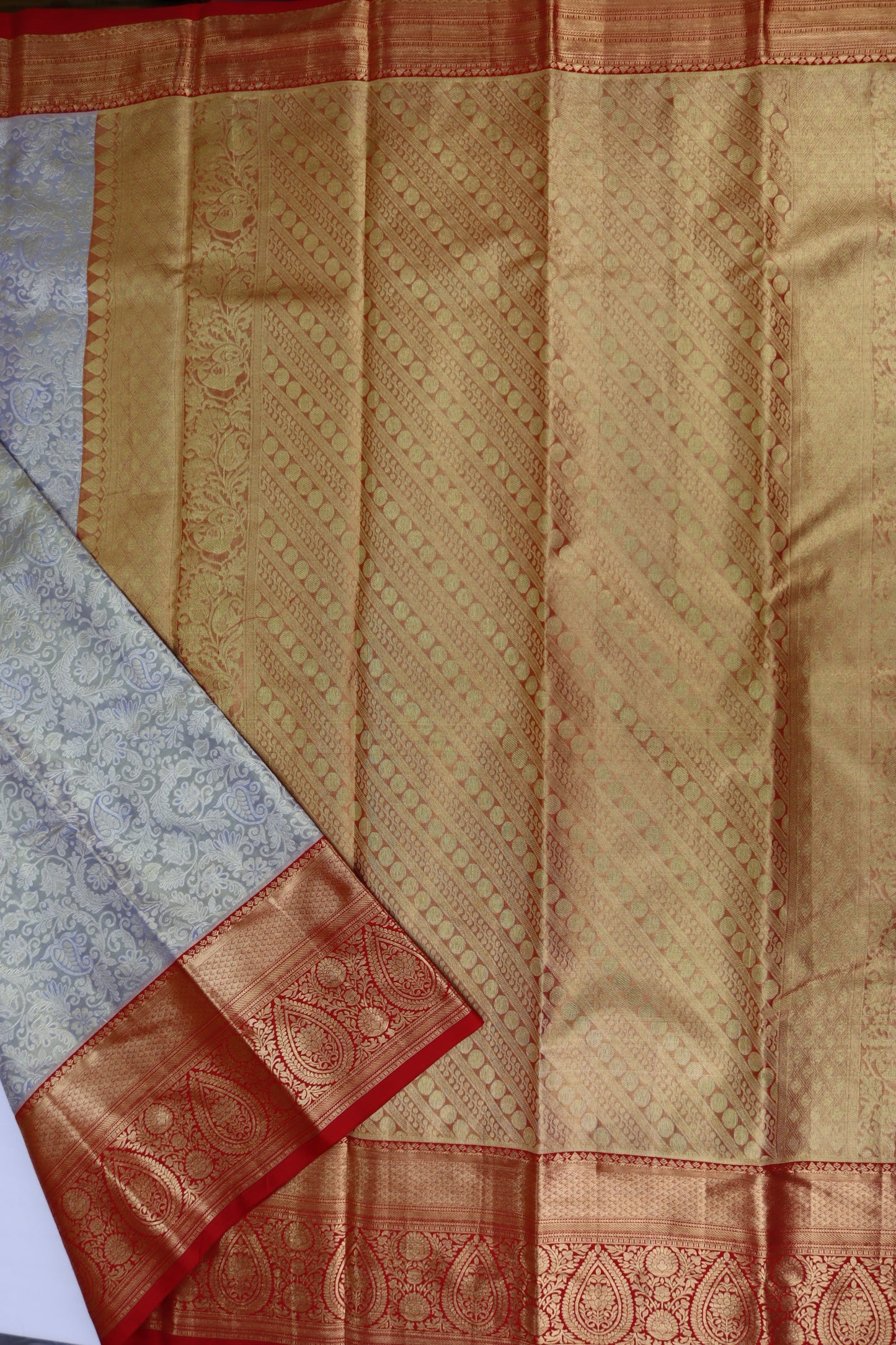 Amazing Grey Kanjipuram Saree From Weavers and Best on Online