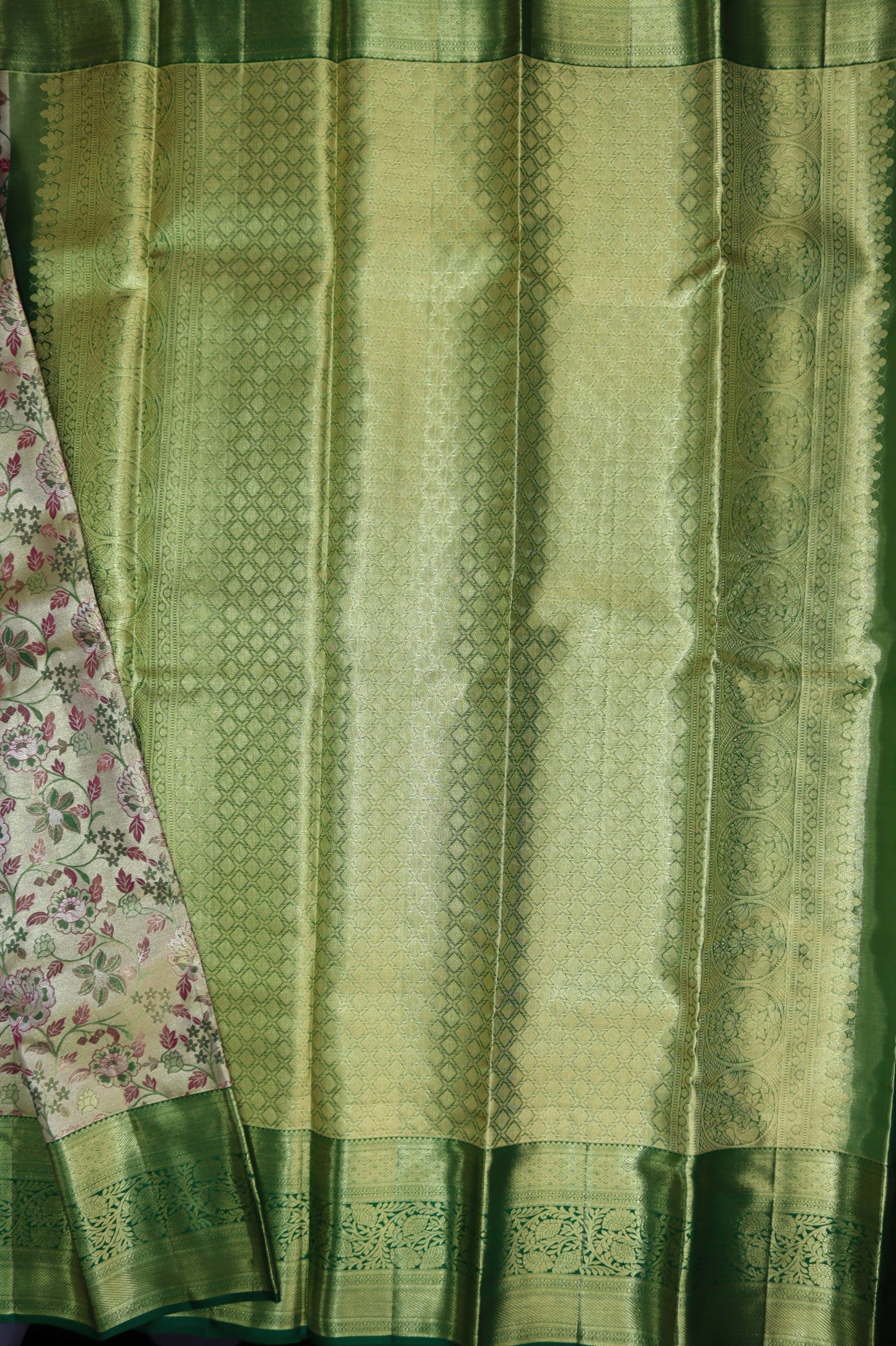 Luxurious Green Pure Kanjipuram Saree From Weavers and Best on Online