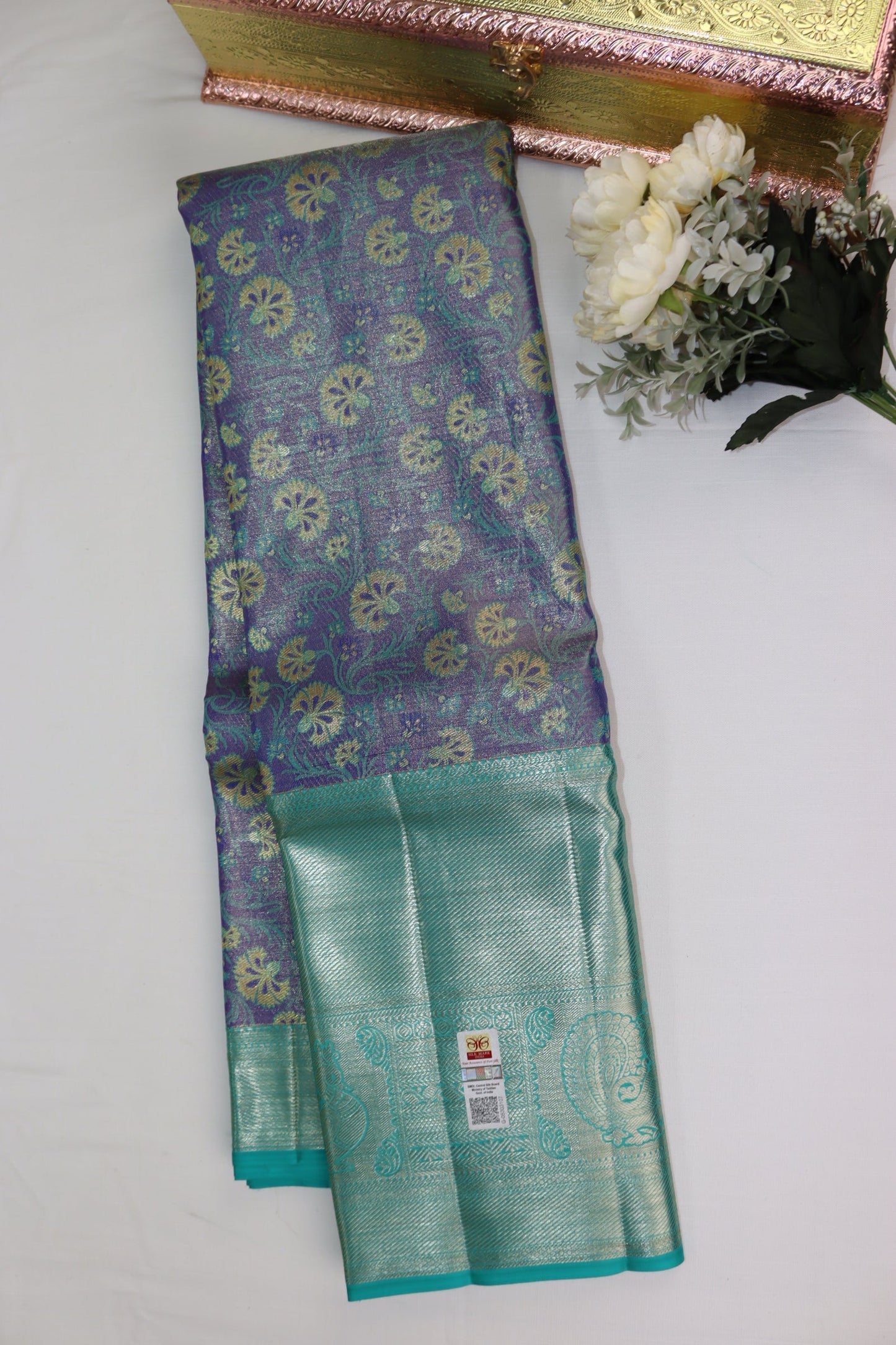 Radiant Blue Pure Kanjipuram Saree From Weavers and Best on Online