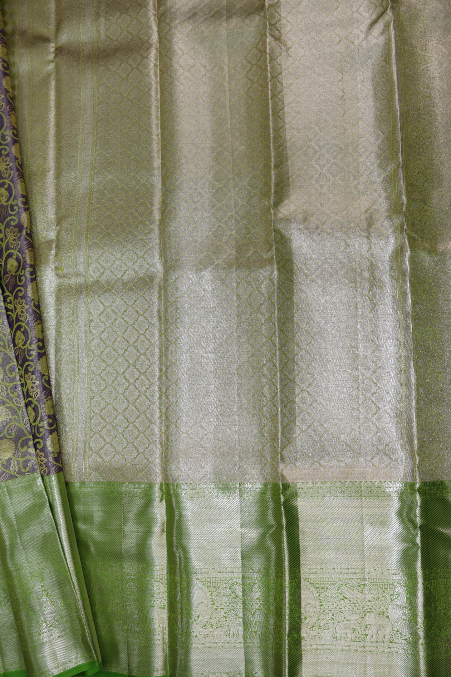 Enchanting Grey Pure Kanjipuram Saree From Weavers and Best on Online