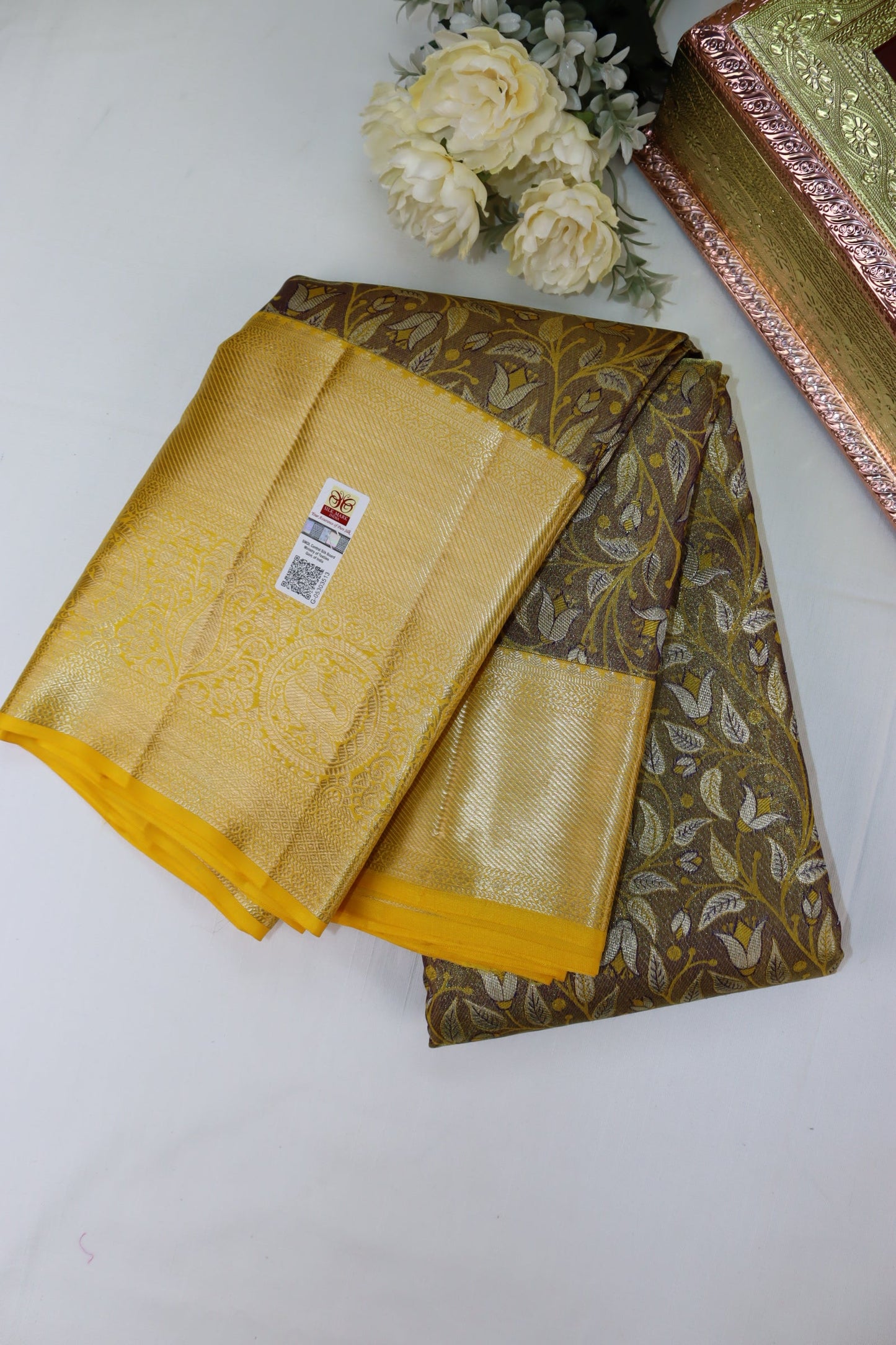 Regal Brown Pure Kanjipuram Saree From Weavers and Best on Online