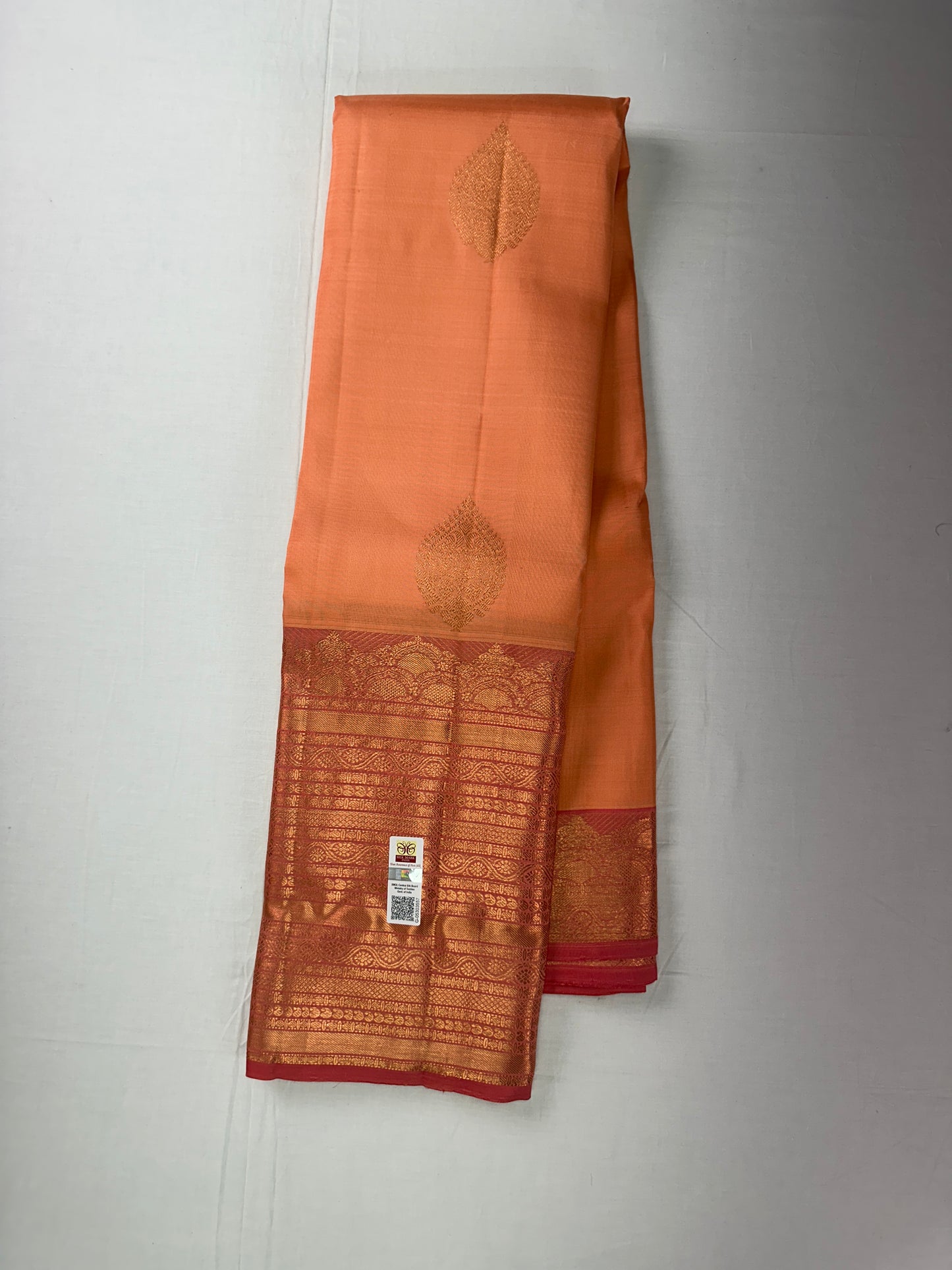 Rustic Orange Kanchipuram Silk Saree From Weavers and Best on Online