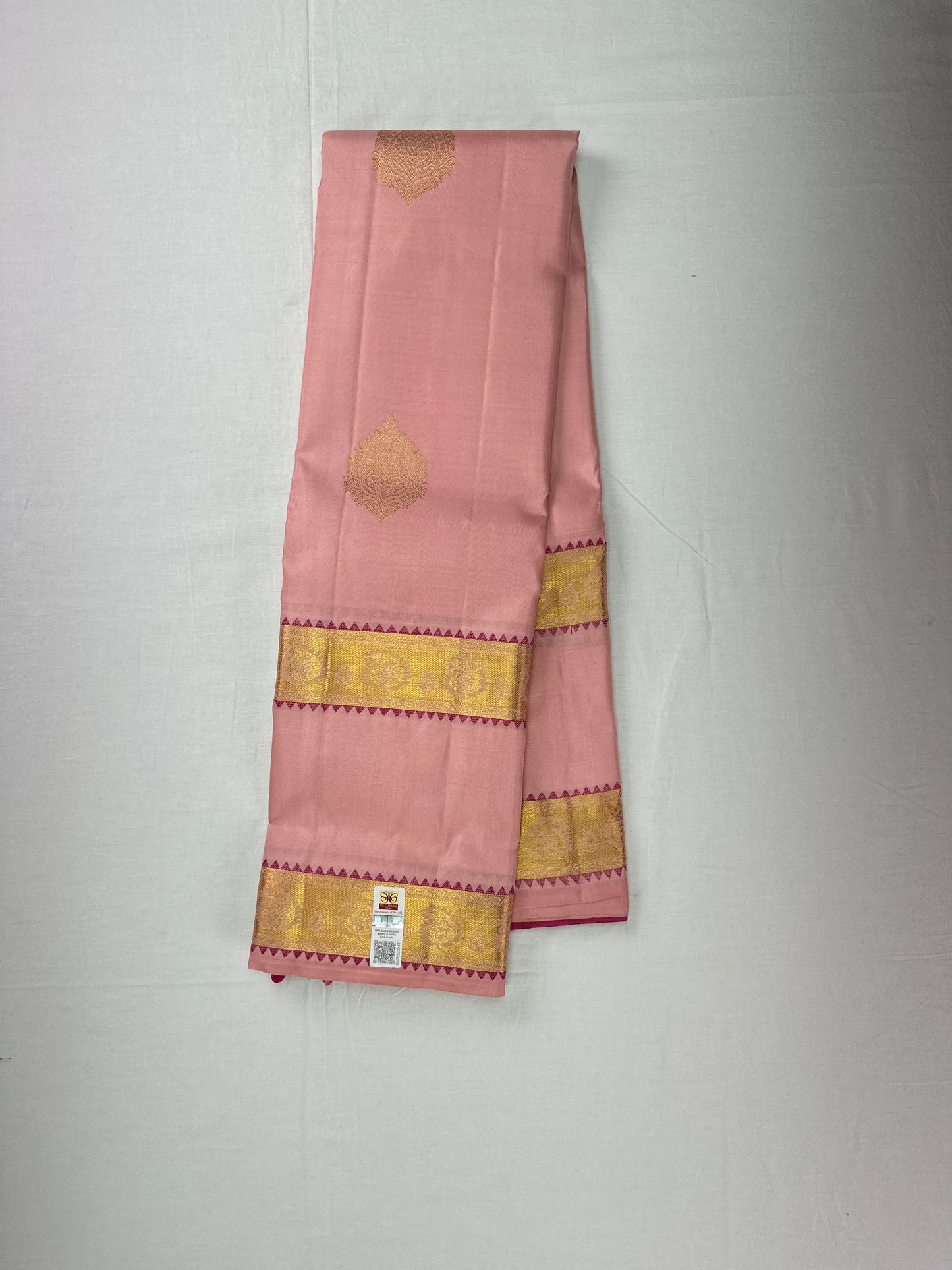 Trendy Baby Pink Kanchipuram Silk Saree From Weavers and Best on Online