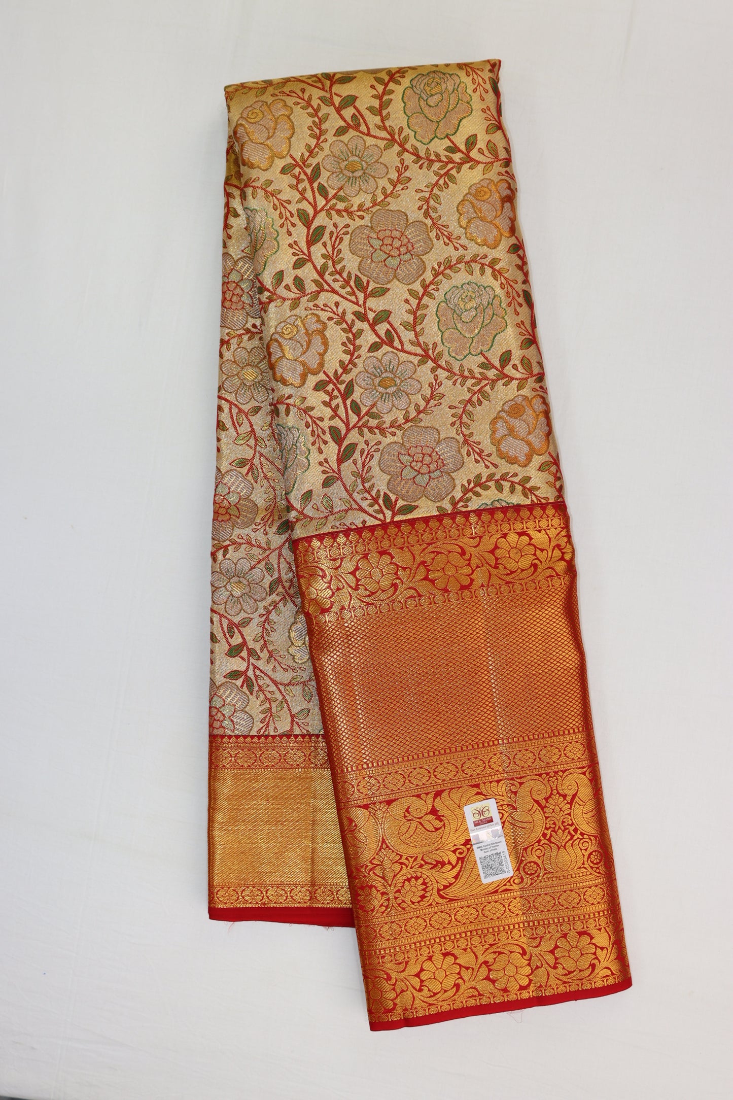 Classy Multi-color Kanchipuram Silk Saree From Weavers and Best on Online