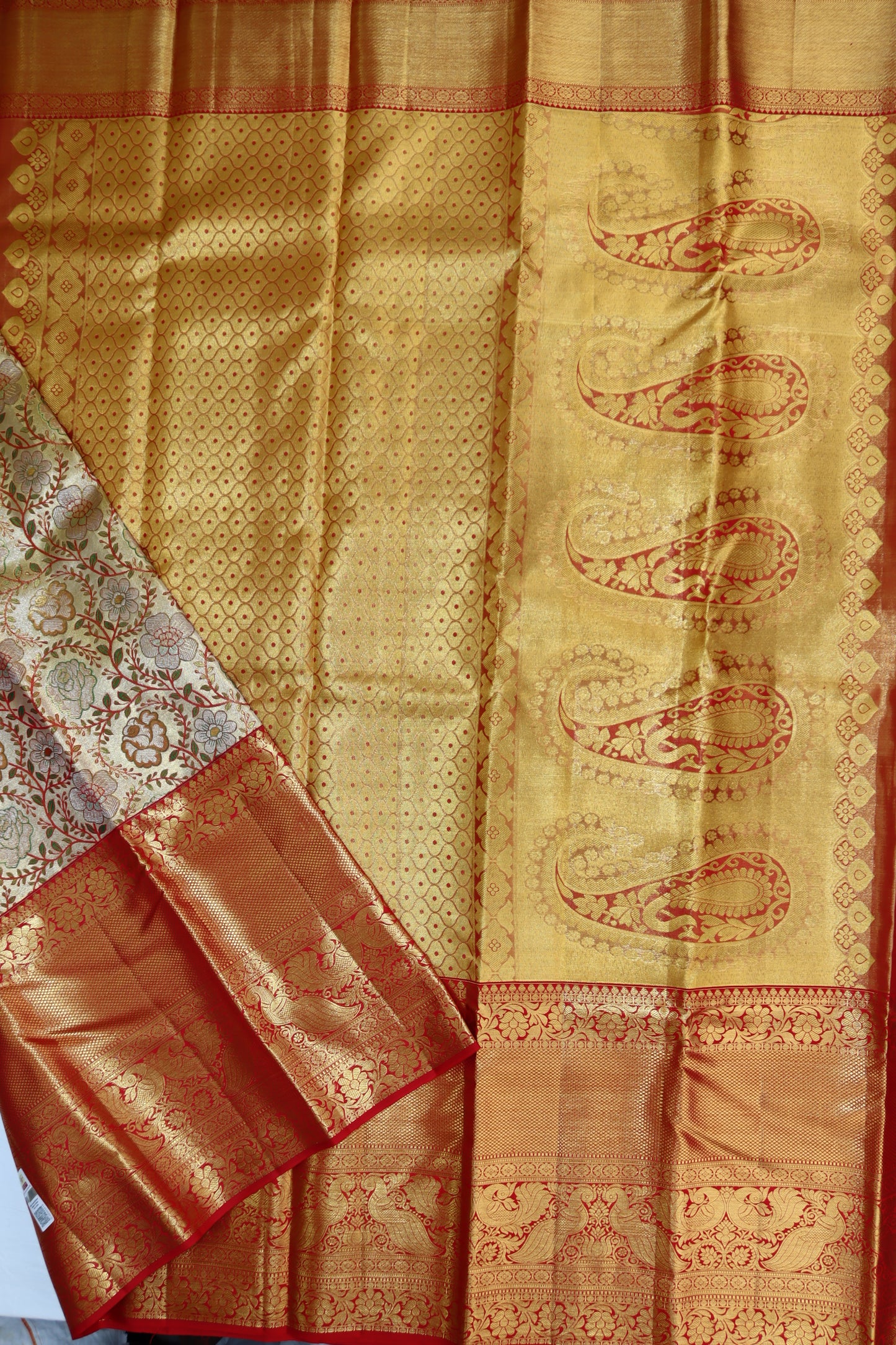 Classy Multi-color Kanchipuram Silk Saree From Weavers and Best on Online