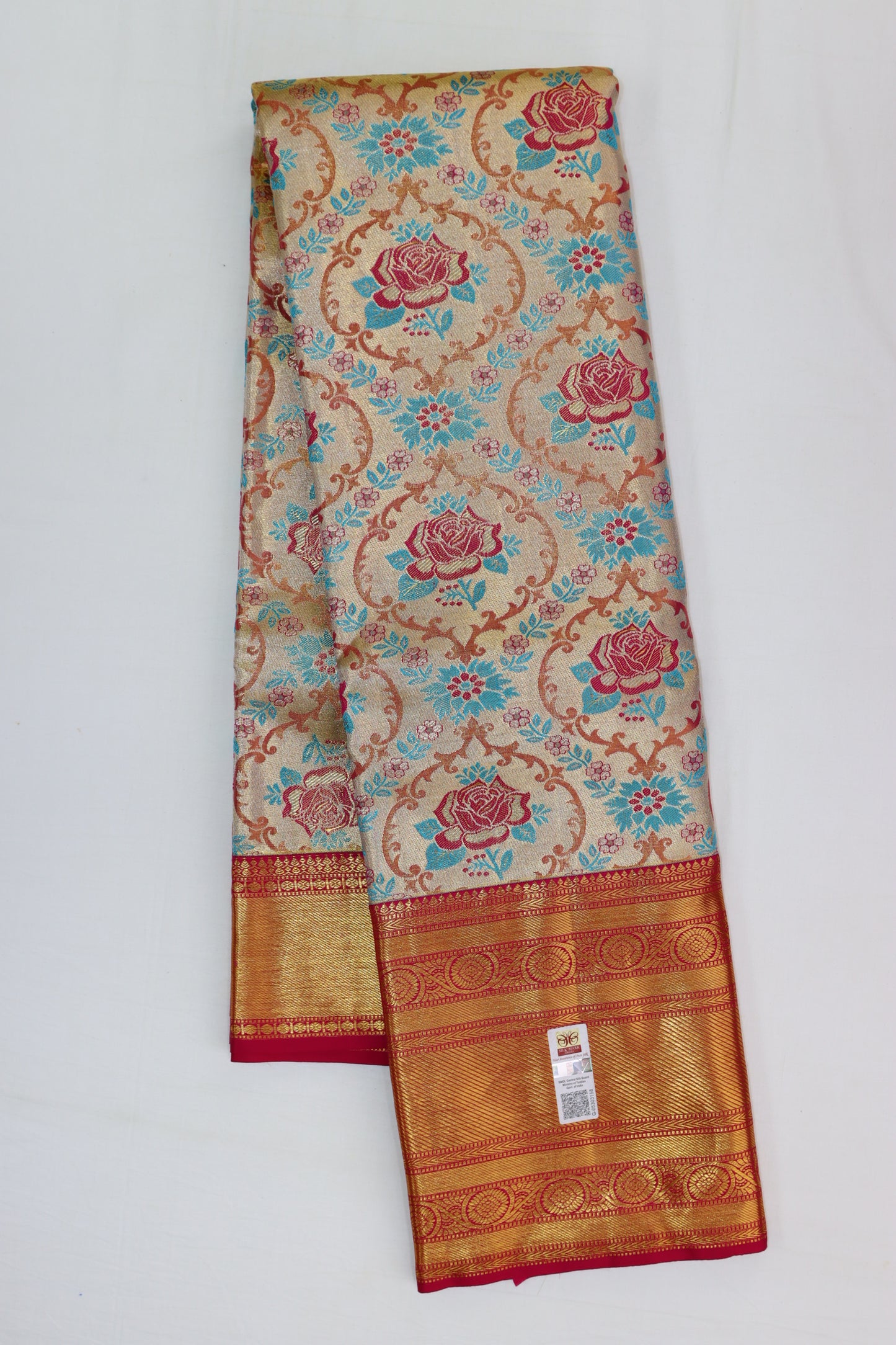 Beautiful Multi-color Kanchipuram Silk Saree From Weavers and Best on Online