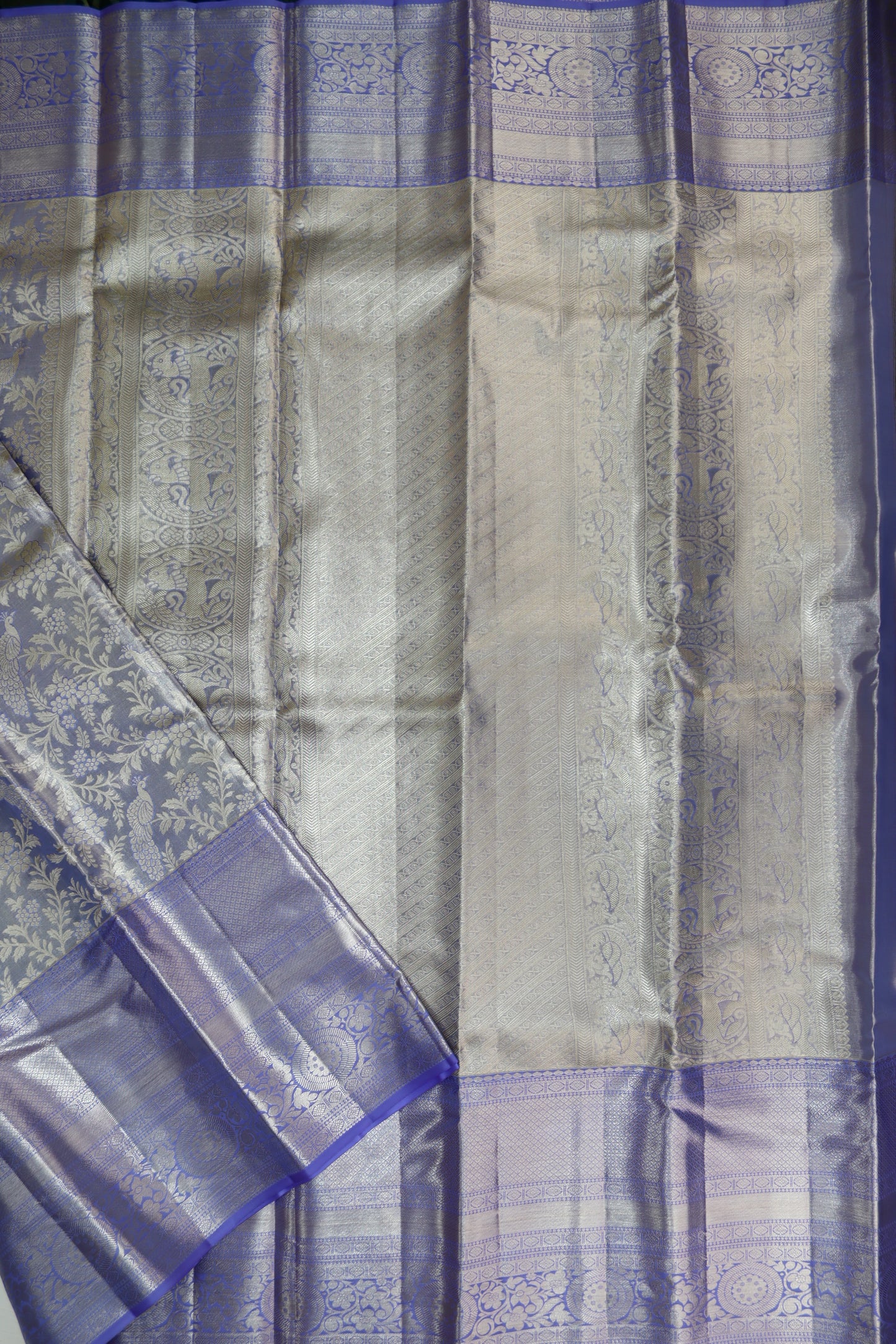 Rich Pastel Blue Kanchipuram Silk Saree From Weavers and Best on Online