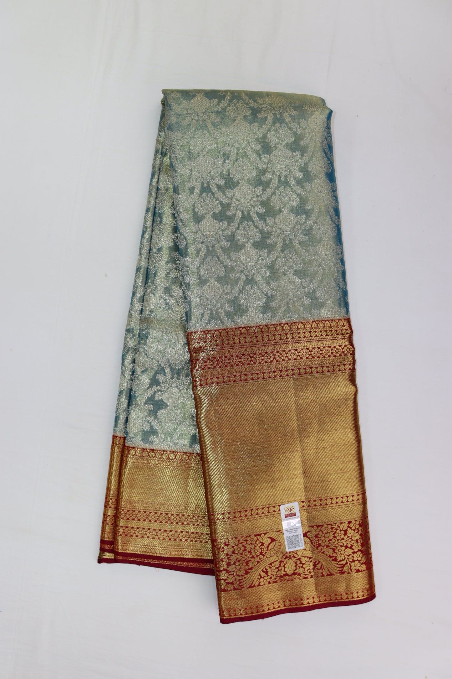 Gorgeous Light Blue Kanchipuram Silk Saree From Weavers and Best on Online