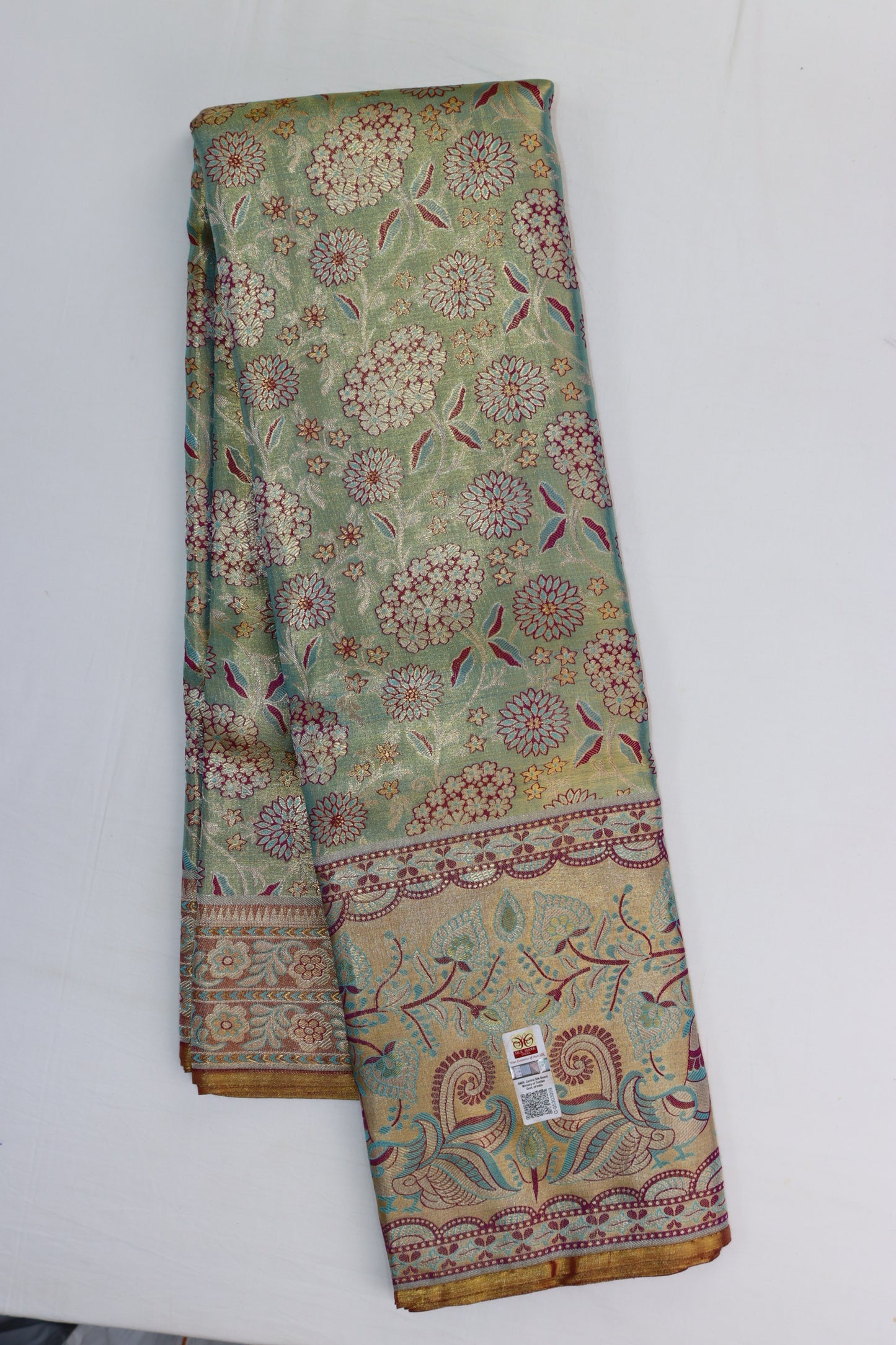 Luxurious Light Blue Kanchipuram Designer Silk Saree From Weavers and Best on Online