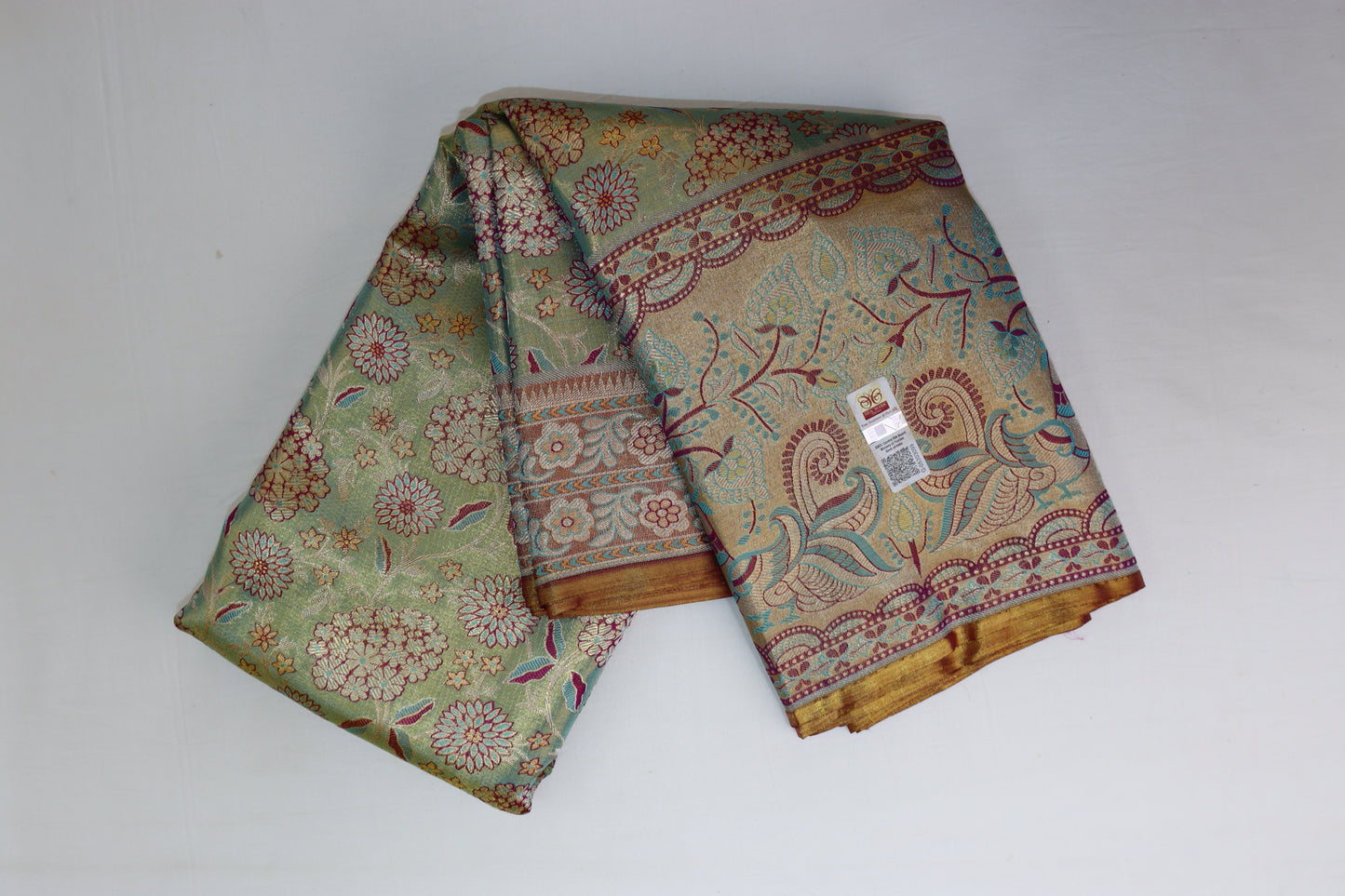 Luxurious Light Blue Kanchipuram Designer Silk Saree From Weavers and Best on Online