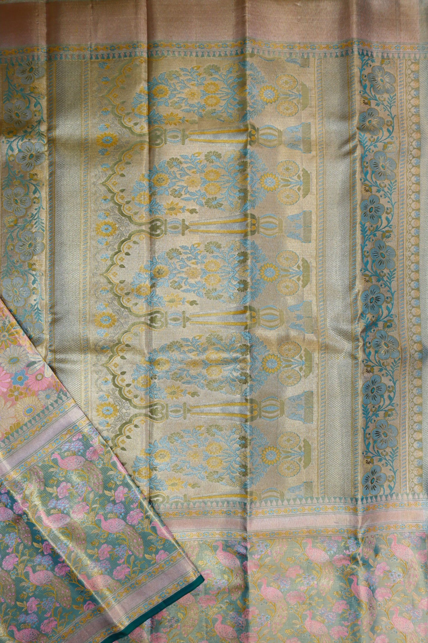 Amazing Multi-color Kanchipuram Silk saree From Weavers and Best on Online