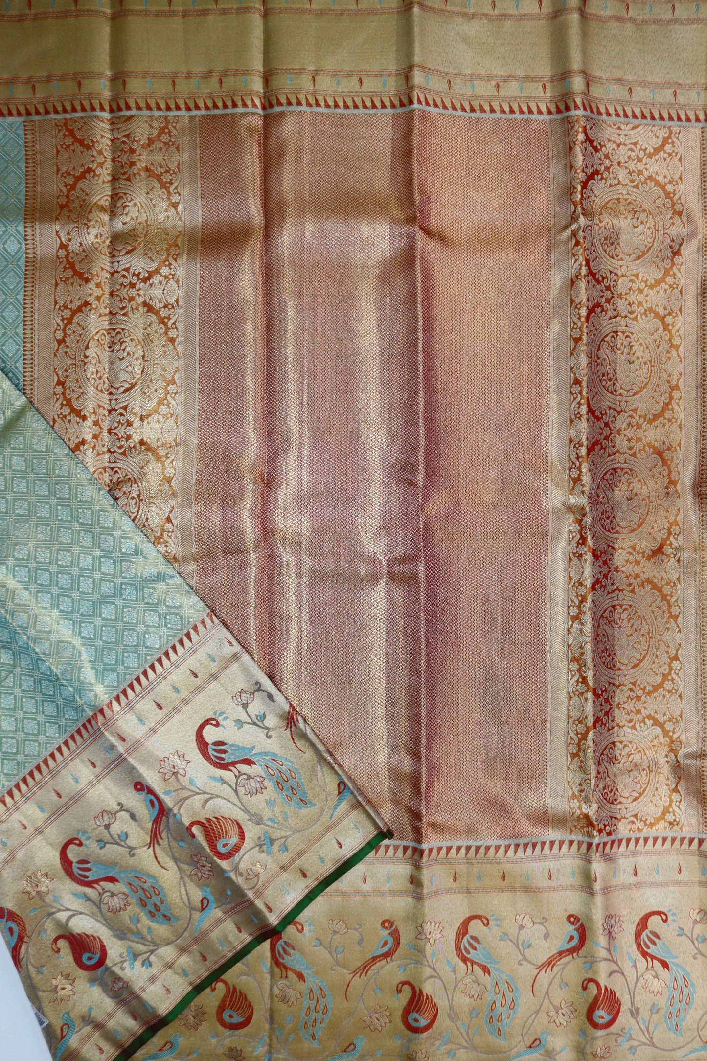Graceful Sky Blue Kanchipuram Silk saree From Weavers and Best on Online