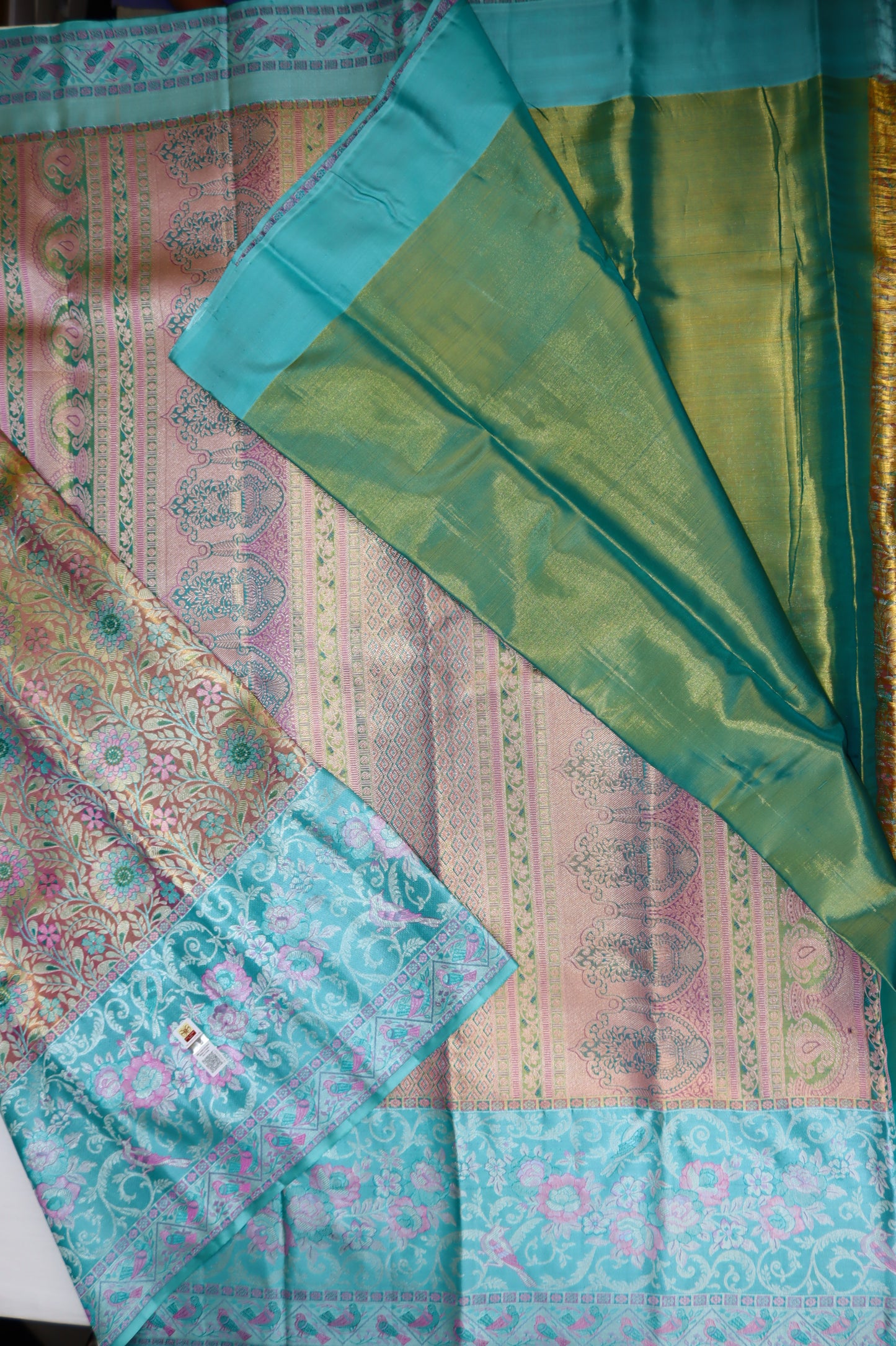 Traditional Multi-color Kachipuram Silk saree From Weavers and Best on Online