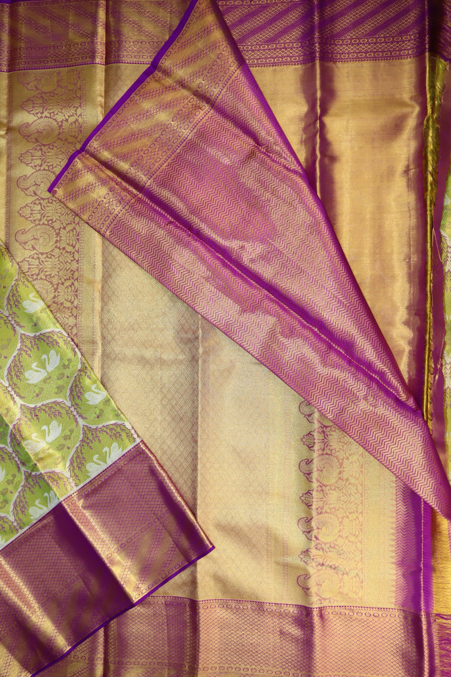 Classy Olive Green Kanchipuram Silk Saree From Weavers and Best on Online