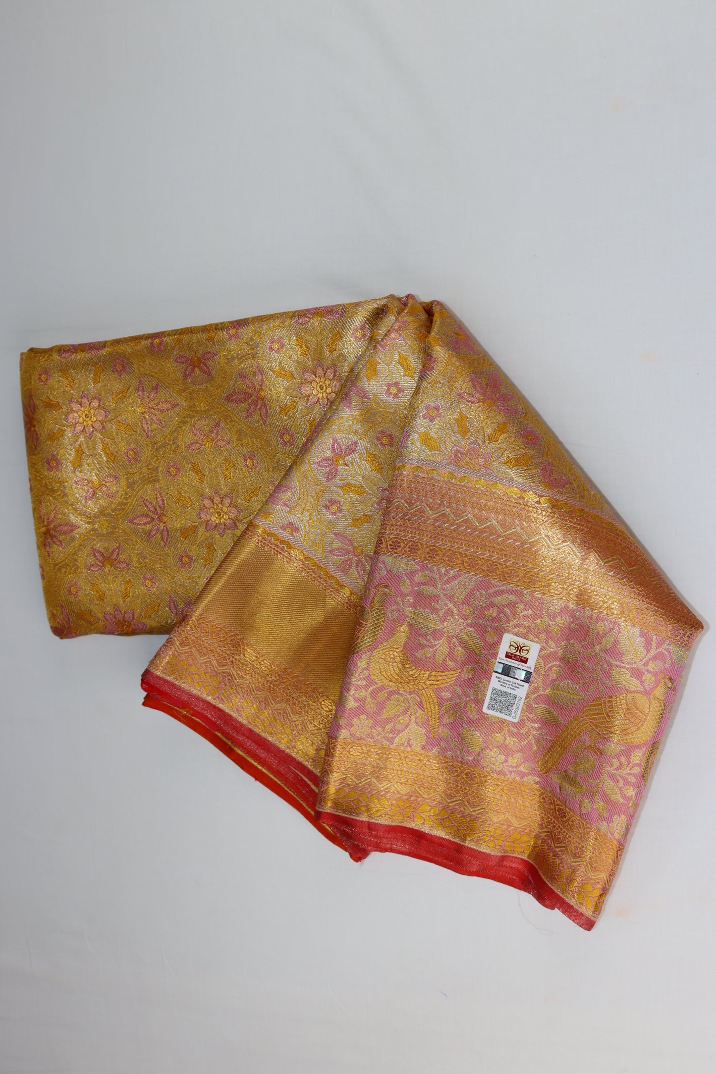 Timeless Yellow With Pink Kanchipuram Silk Saree From Weavers and Best on Online