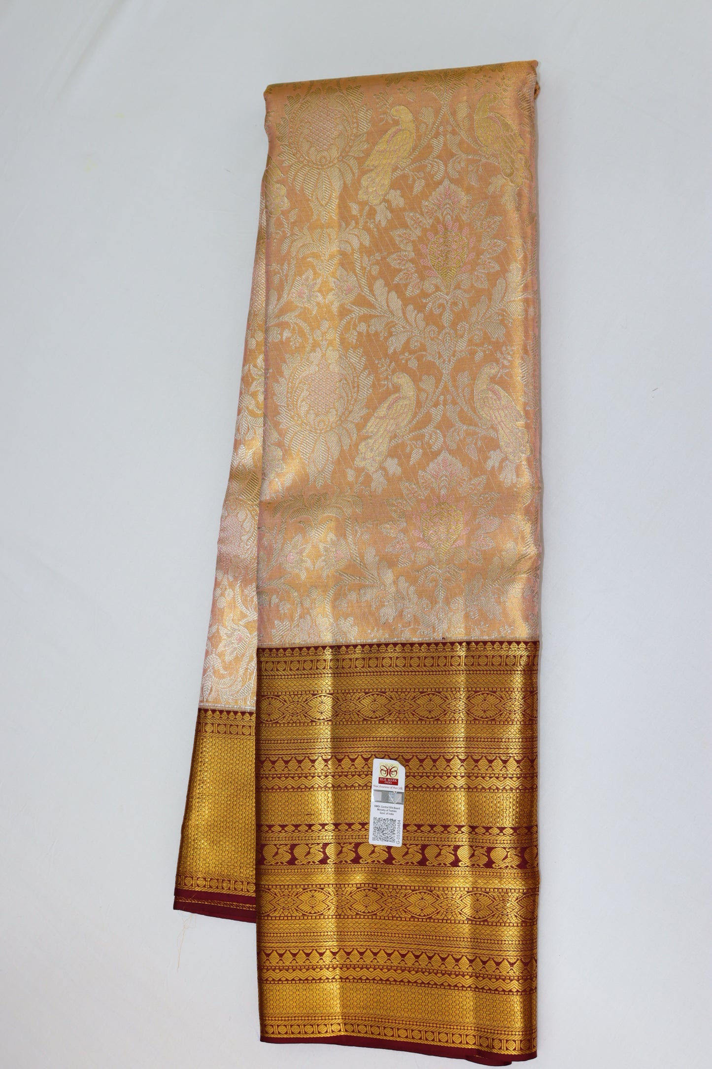 Exotic Baby Pink Kanchipuram Silk Saree From Weavers and Best on Online