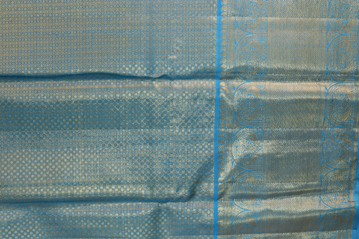 Timeless Orange with Blue Kanchipuram Silk Saree From Weavers and Best on Online