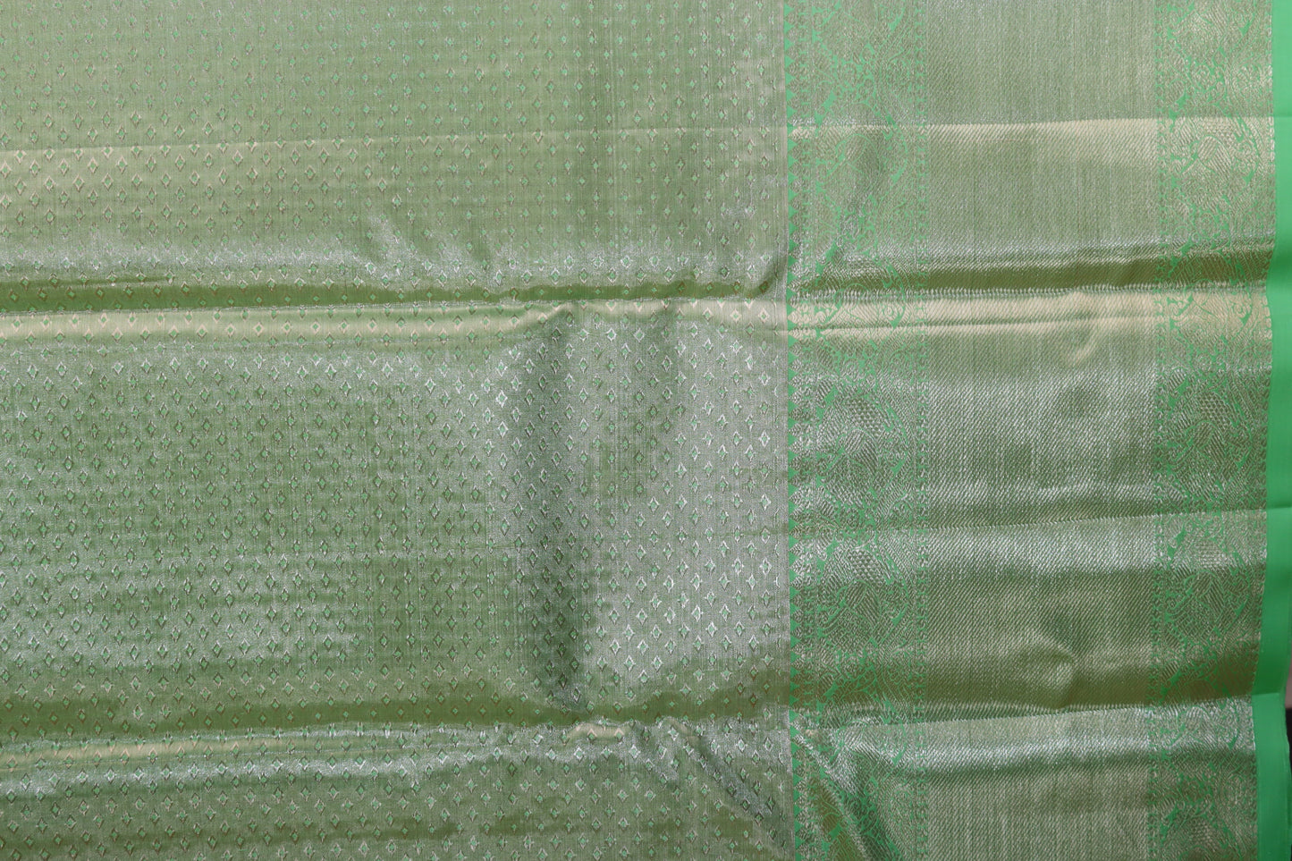 Classy Light green with Silver tone Kanchipuram Silk Saree From Weavers and Best on Online