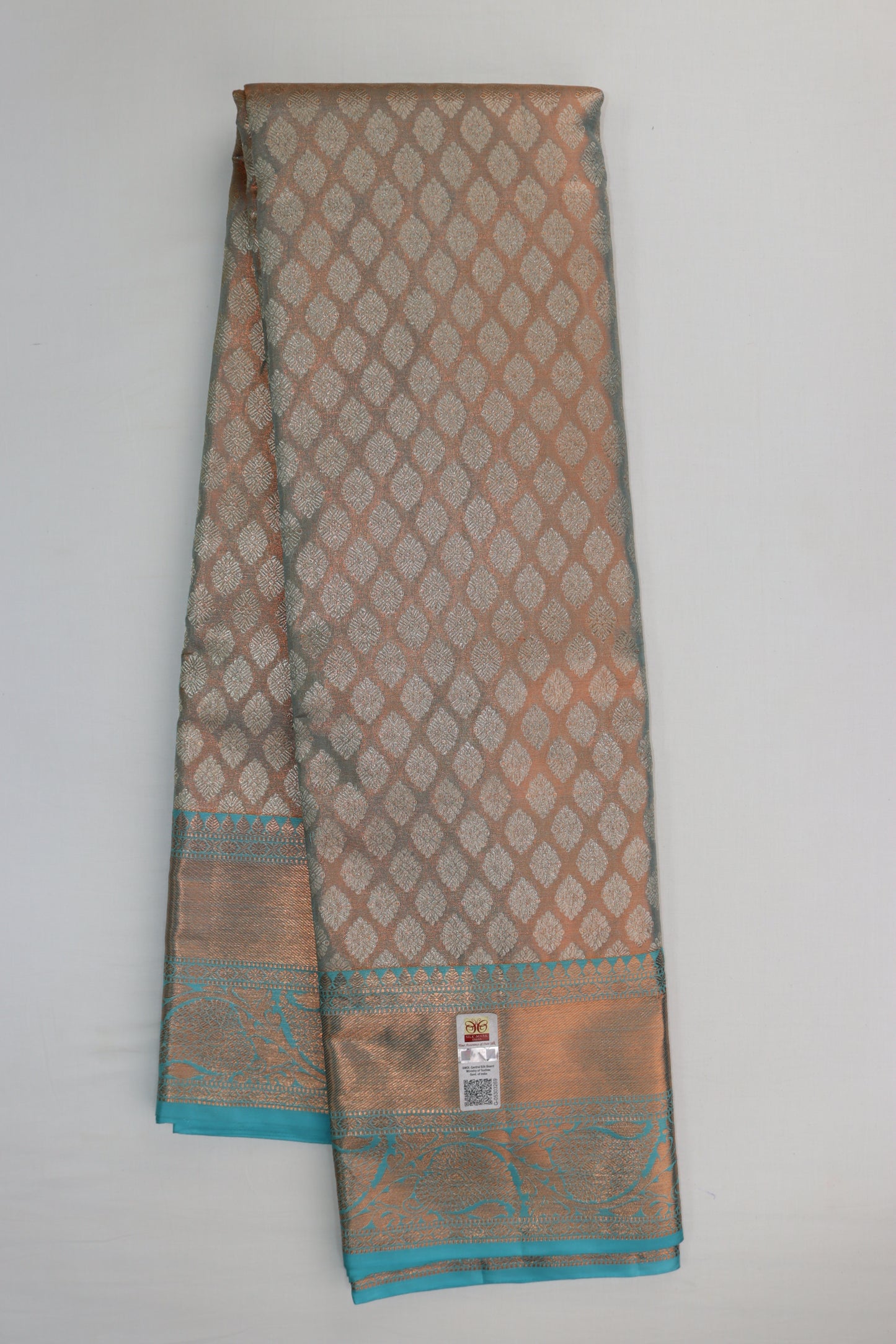 Rich Blue with Copper Kanchipuram Silk saree From Weavers and Best on Online