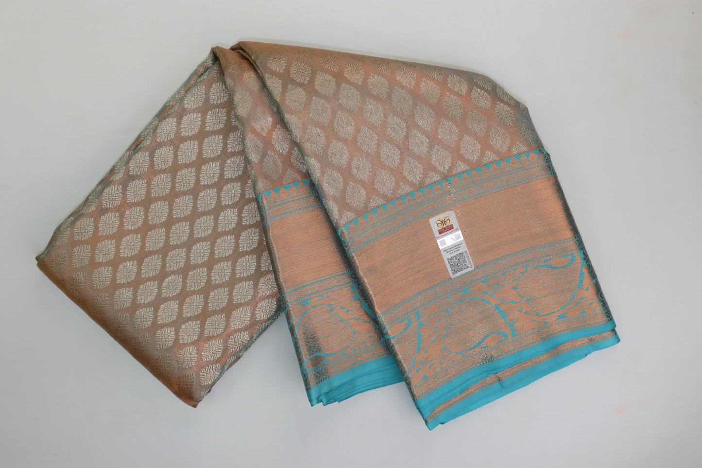 Rich Blue with Copper Kanchipuram Silk saree From Weavers and Best on Online