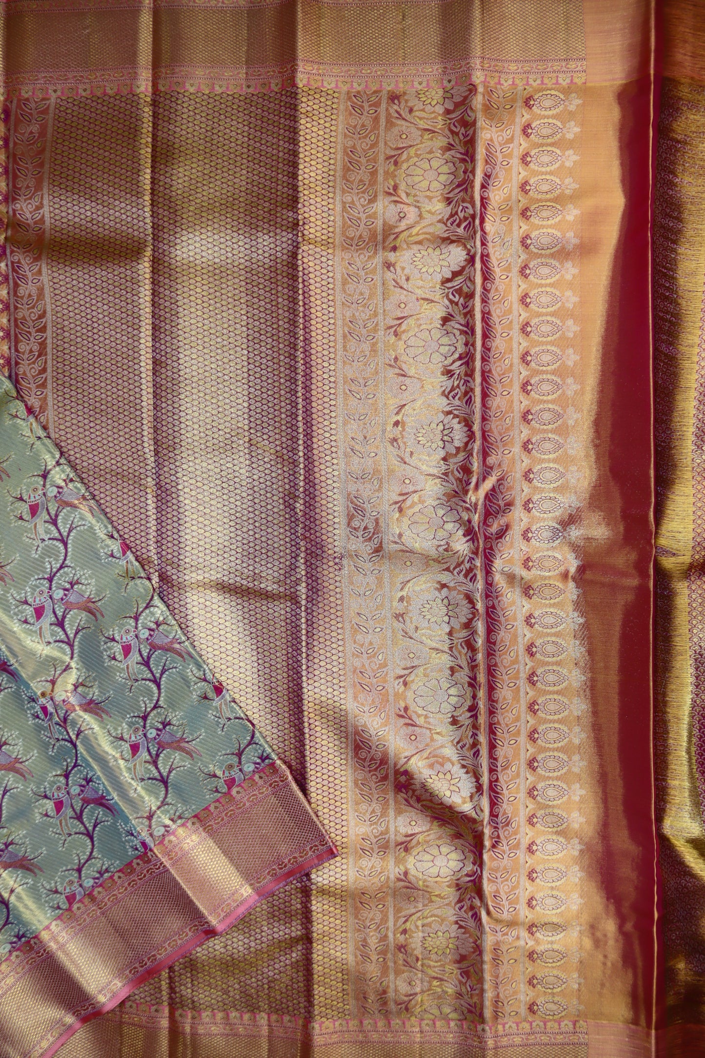 Traditional Multi-color Kanchipuram Silk Saree From Weavers and Best on Online