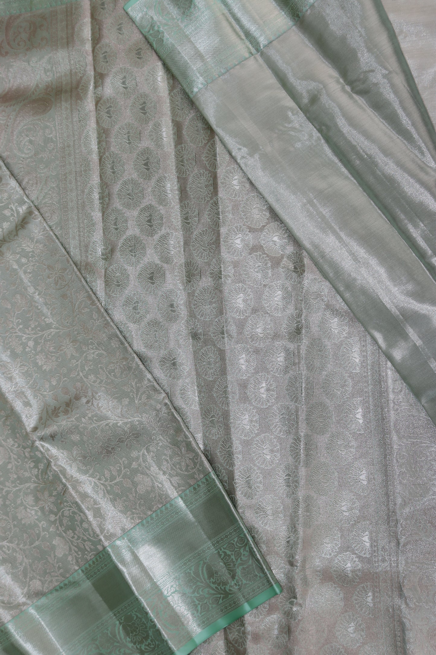 Classy Mint Green Kanchipuram Silk saree From Weavers and Best on Online