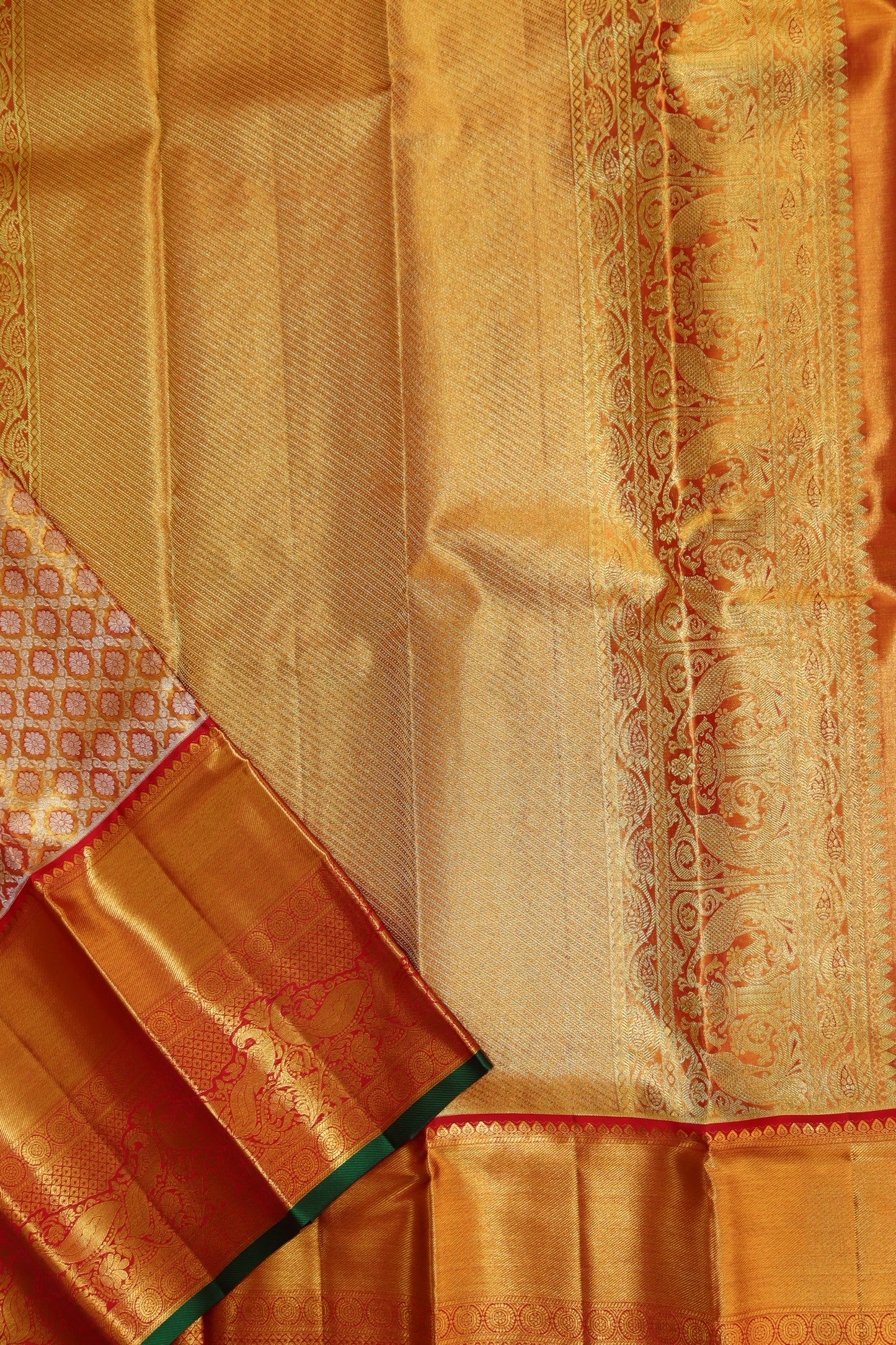Rich Goldish Orange Kanchipuram Silk saree From Weavers and Best on Online