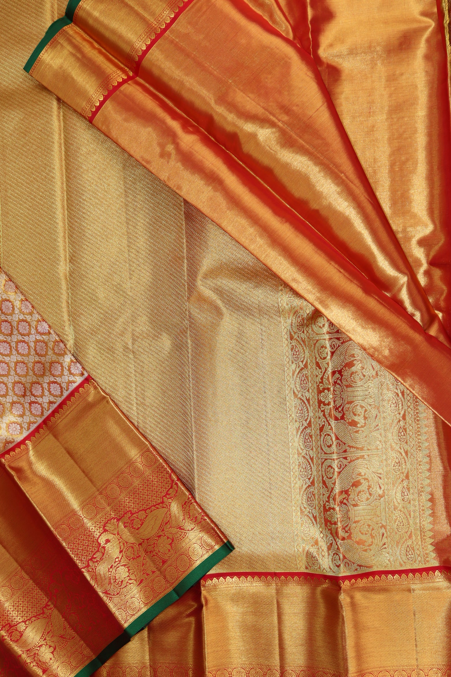 Rich Goldish Orange Kanchipuram Silk saree From Weavers and Best on Online