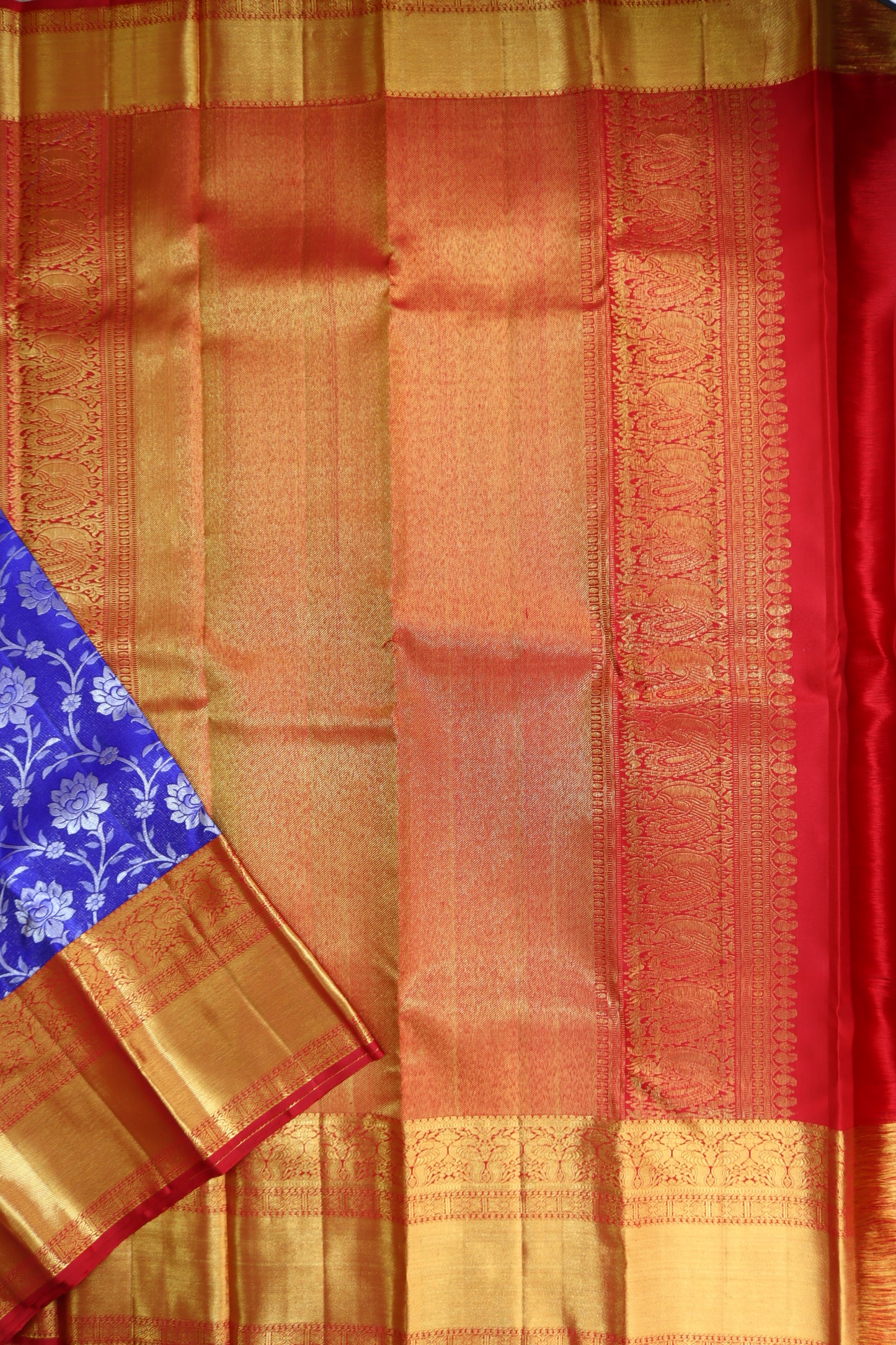 Traditional Blue Kanchipuram Silk saree From Weavers and Best on Online