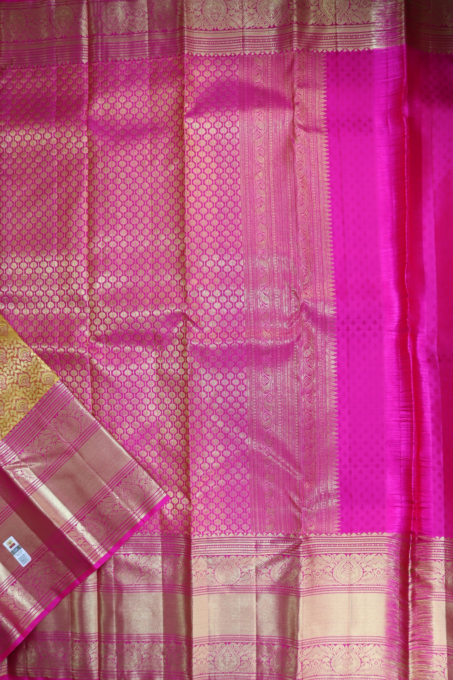Fine Goldish Yellow Kanchipuram Silk Saree From Weavers and Best on Online