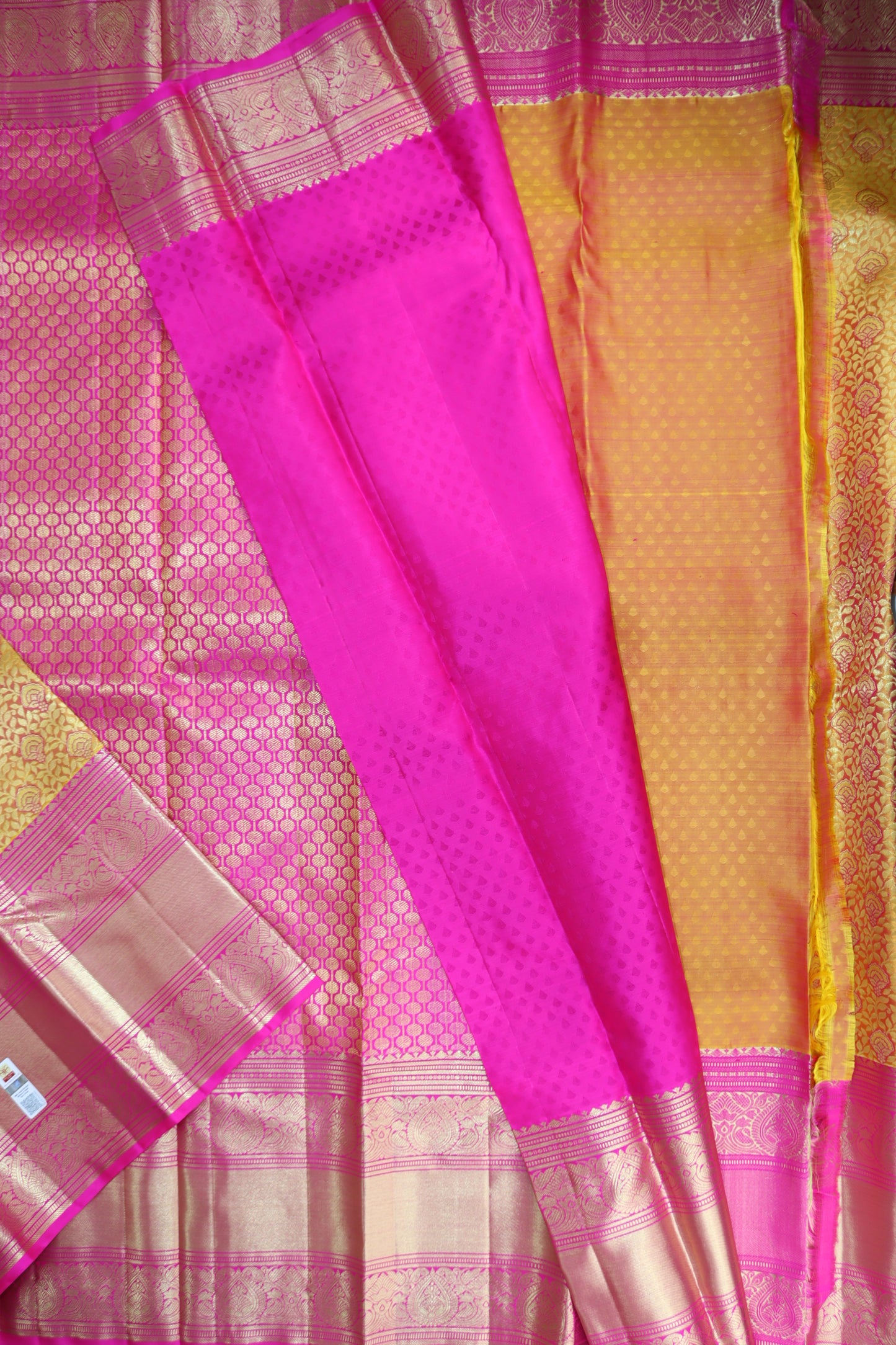 Fine Goldish Yellow Kanchipuram Silk Saree From Weavers and Best on Online
