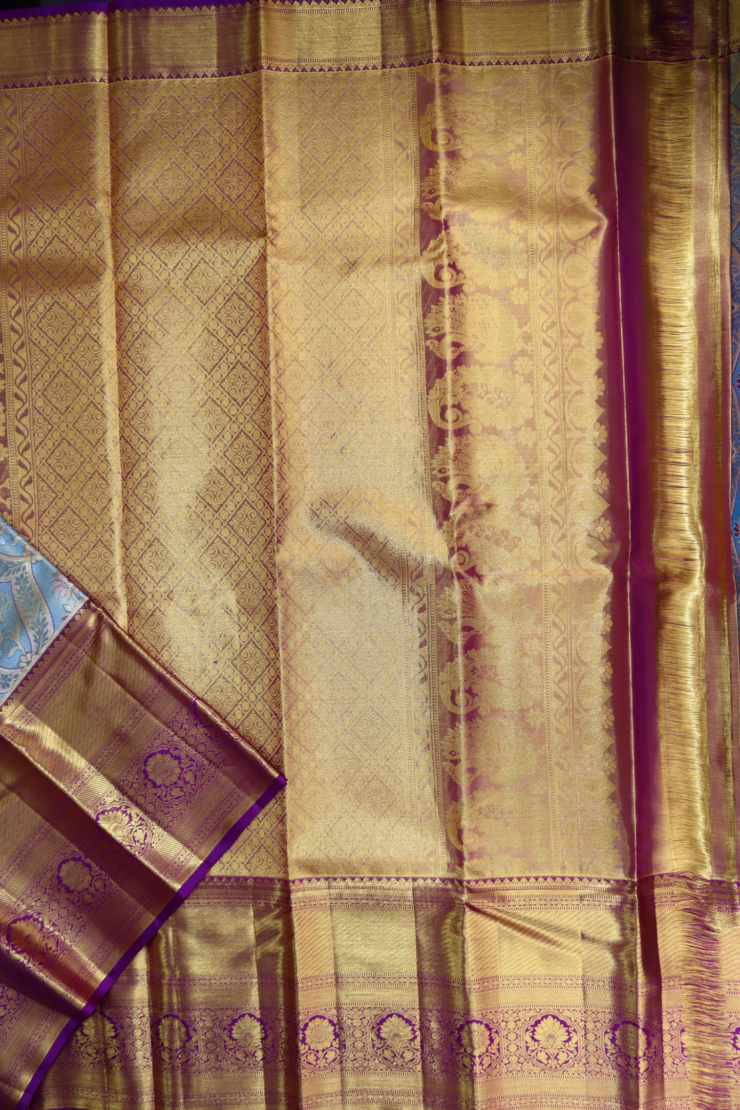 Beautifull Grey Kanchipuram Silk Saree From Weavers and Best on Online