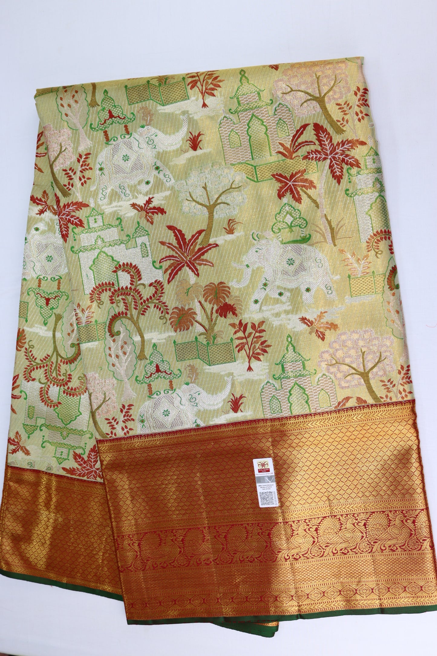 Rich Pista Green Kanchipuram Silk Saree From Weavers and Best on Online