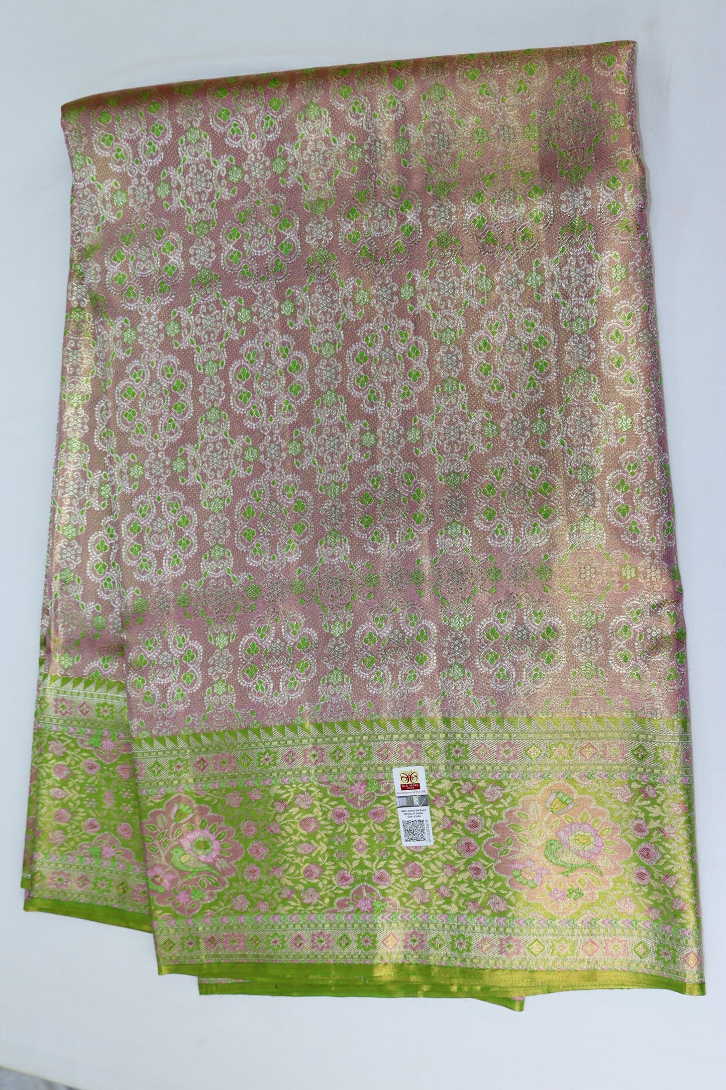 Classy Peach Kanchipuram Silk saree From Weavers and Best on Online