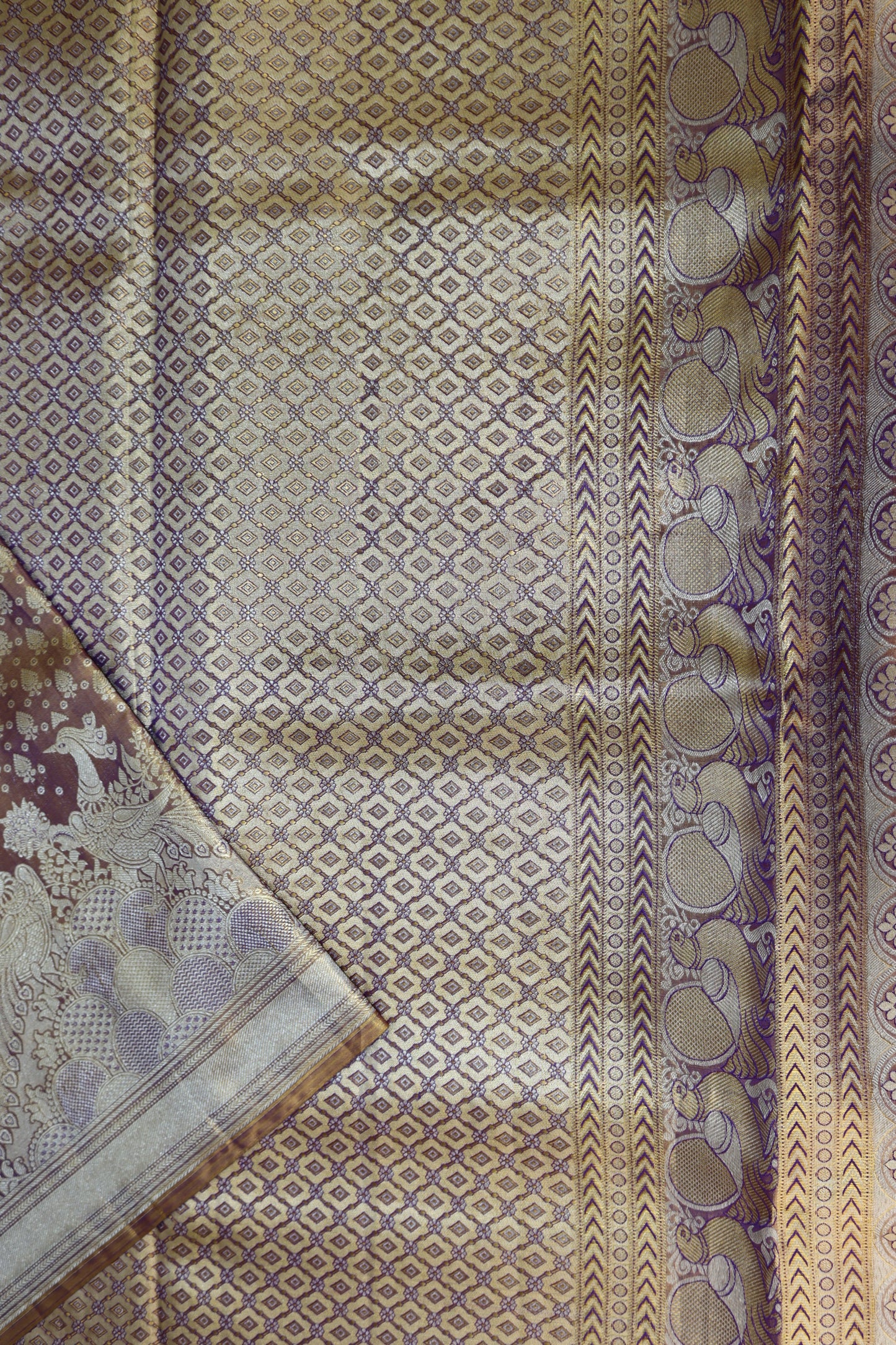 Trendy Chacolate Brown color Kachipuram Silk saree From Weavers and Best on Online