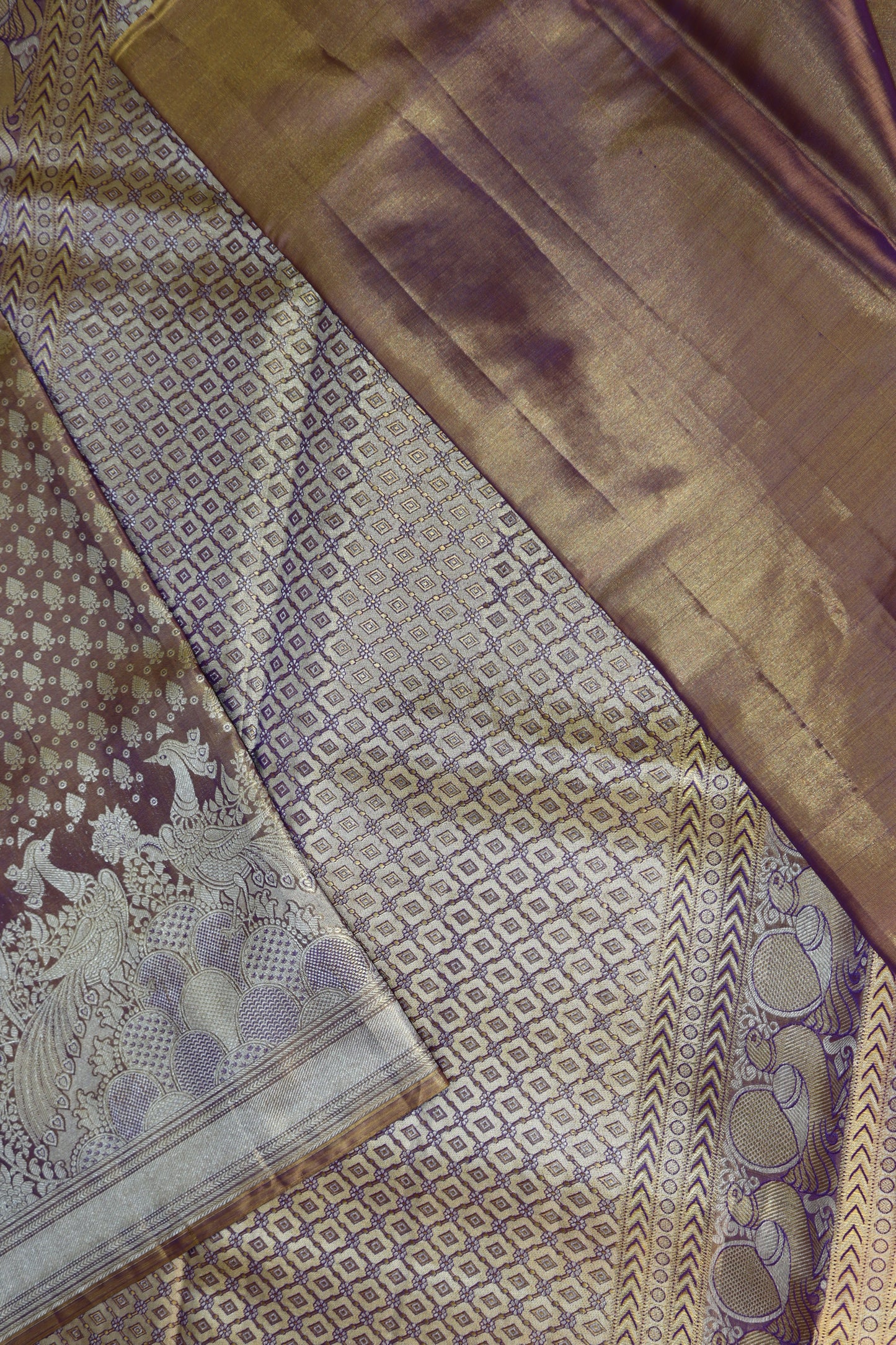 Trendy Chacolate Brown color Kachipuram Silk saree From Weavers and Best on Online