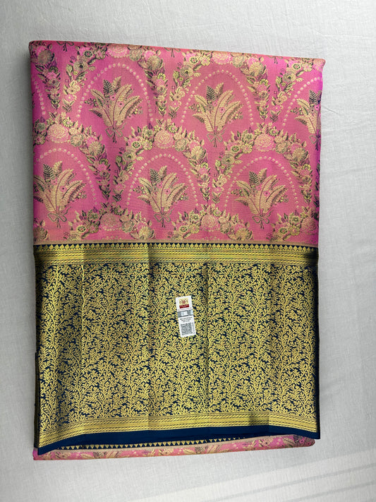 Classy Pink color Kachipuram Silk saree