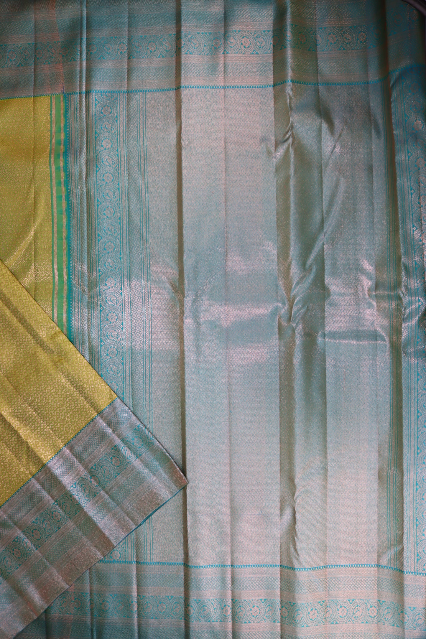 Meamerizing Lime Green Kanchipuram Silk saree From Weavers and Best on Online