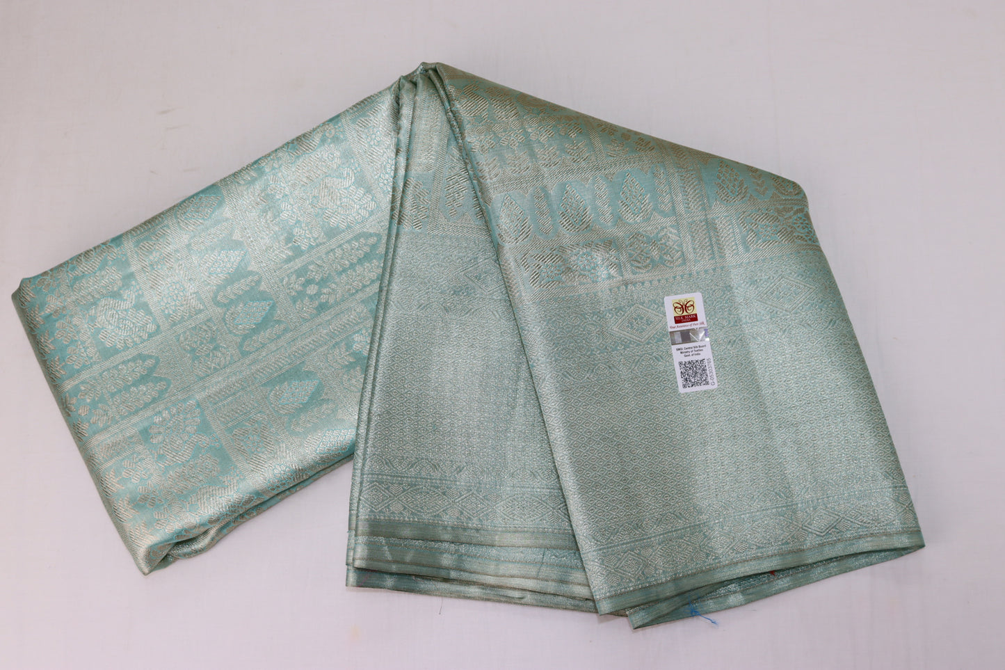 Trendy Light Teal Kanchipuram Silk saree From Weavers and Best on Online