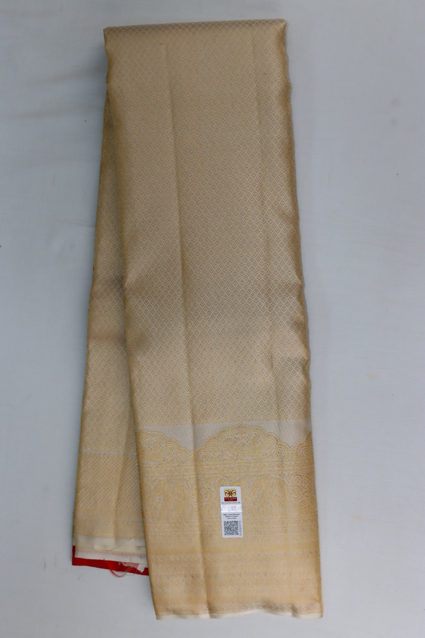 Classic Cream Kanchipuram Silk saree From Weavers and Best on Online