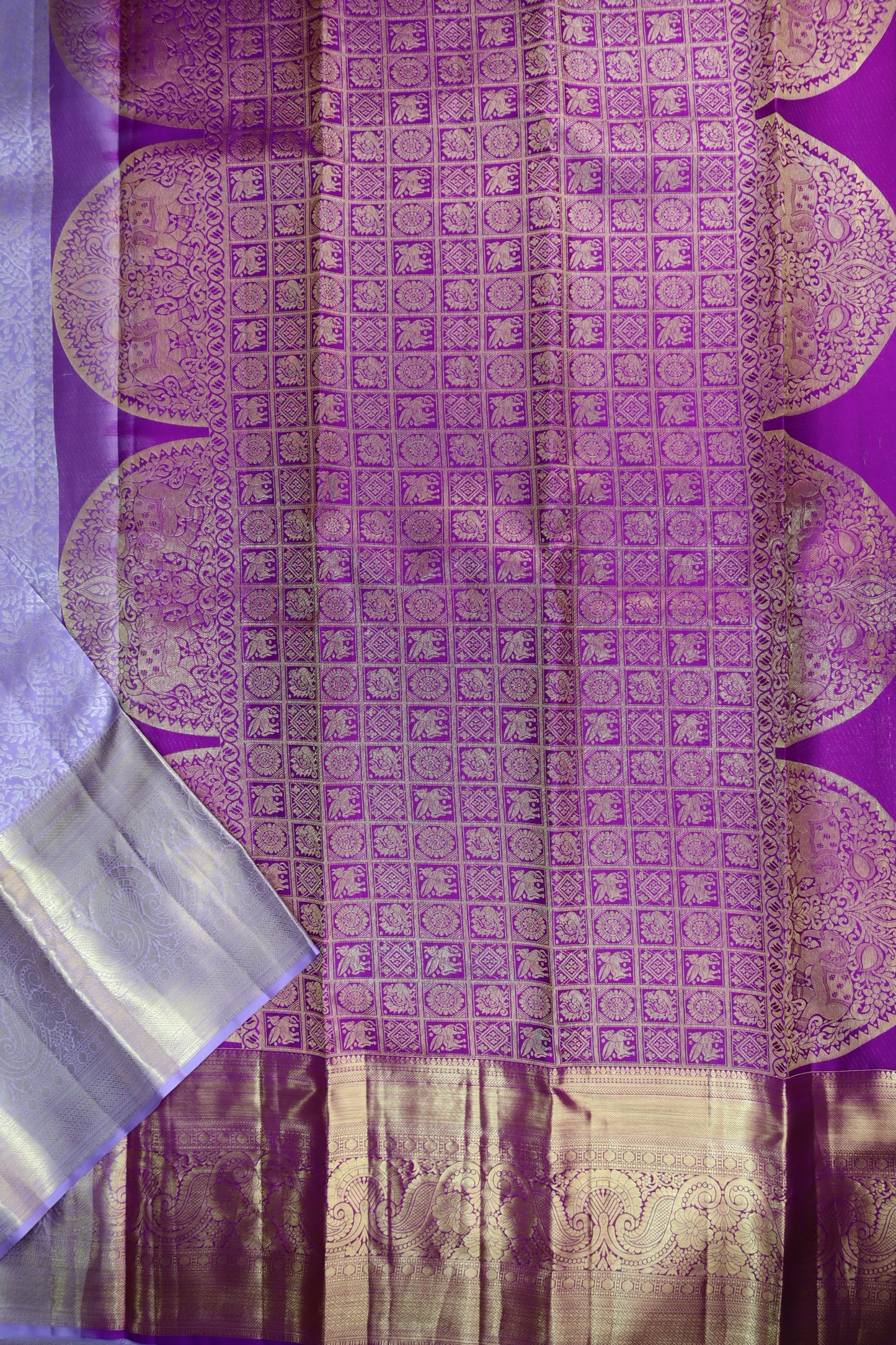 Elegant Lavender with Gold Kanchipuram Silk saree From Weavers and Best on Online