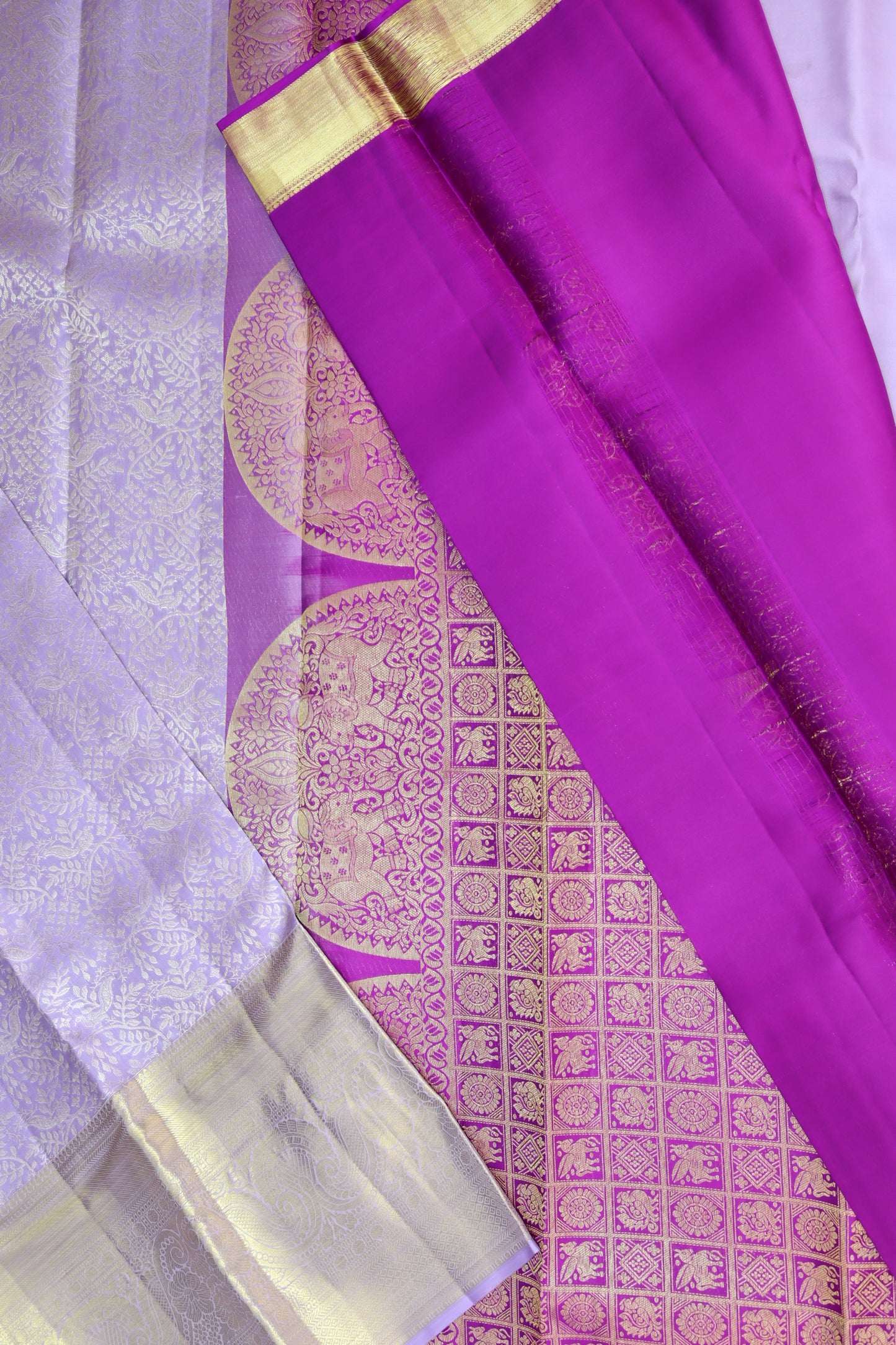 Elegant Lavender with Gold Kanchipuram Silk saree From Weavers and Best on Online