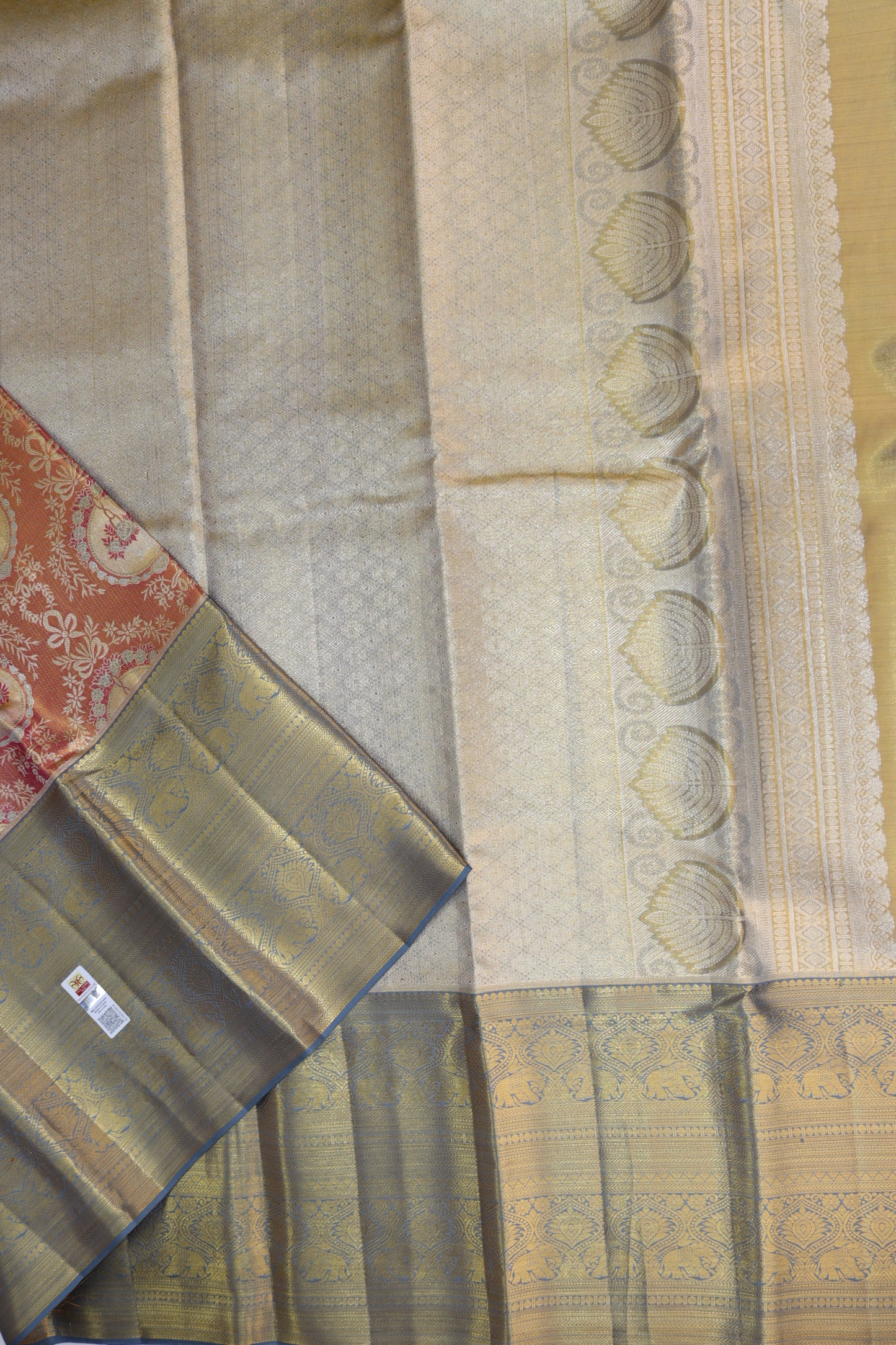 Amazing Coral Pink Kanchipuram Silk Saree