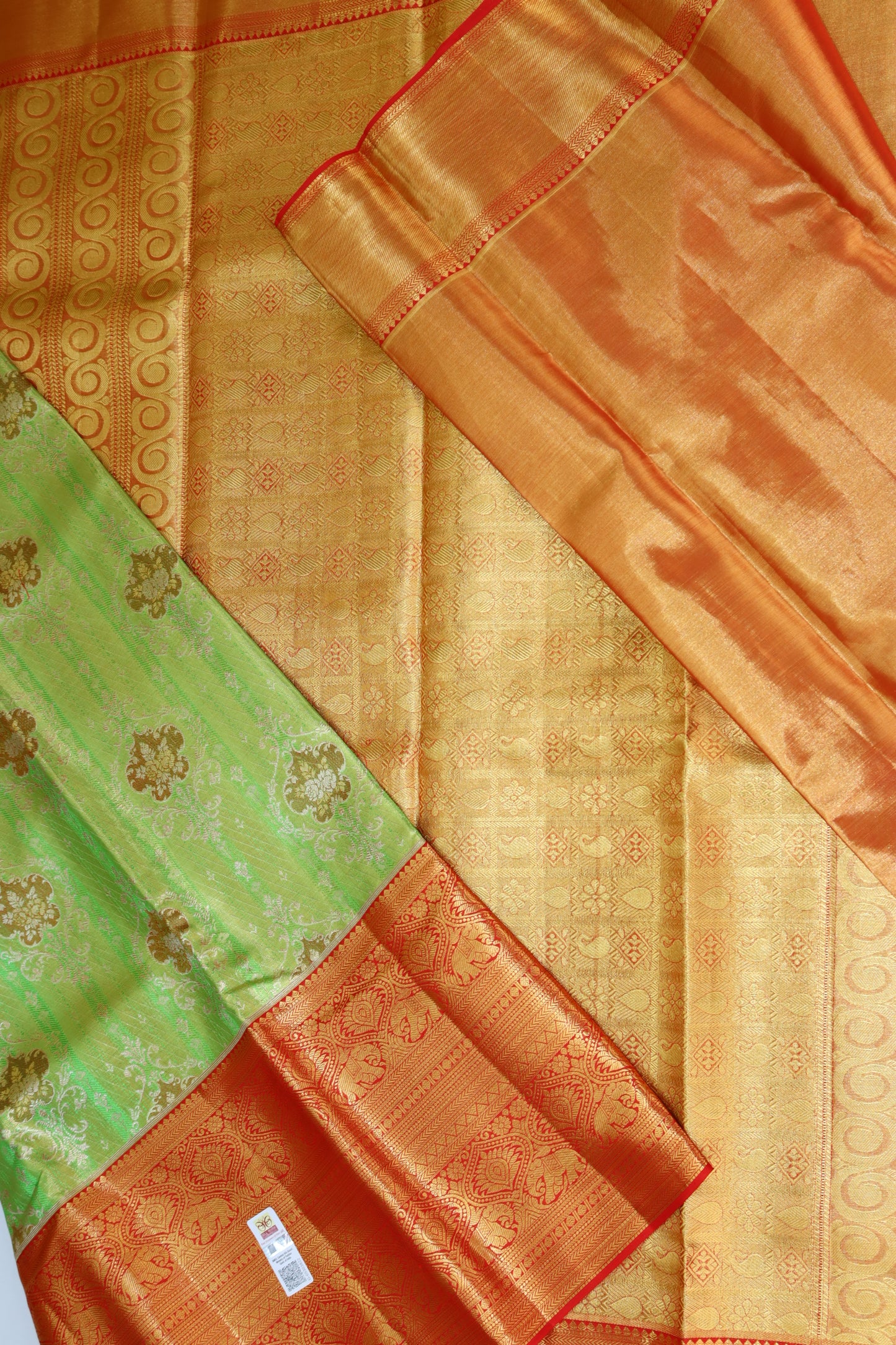 Graceful Green With Red Kanchipuram Silk Saree