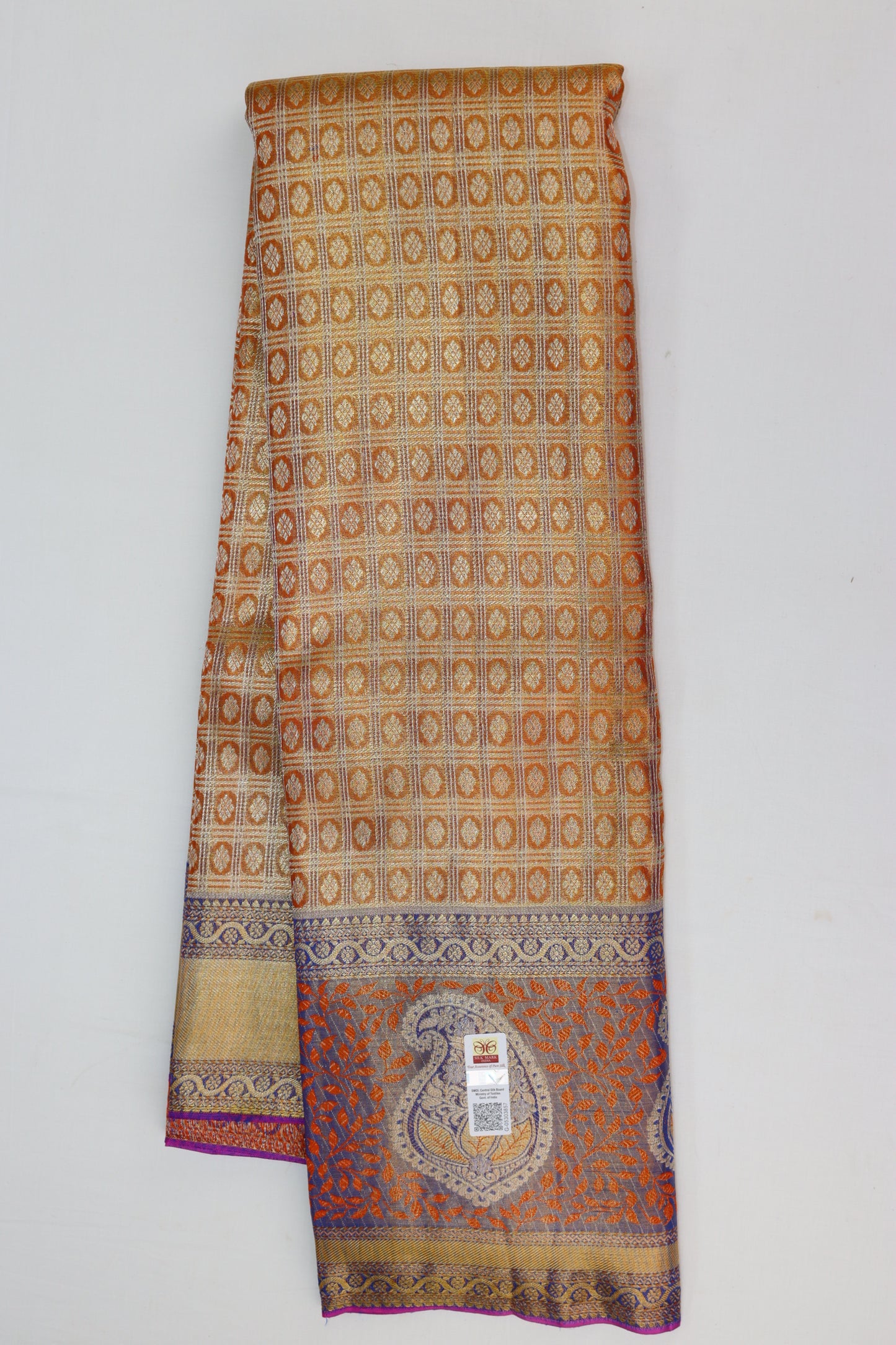 Graceful Orange Pure Kanjipuram Saree