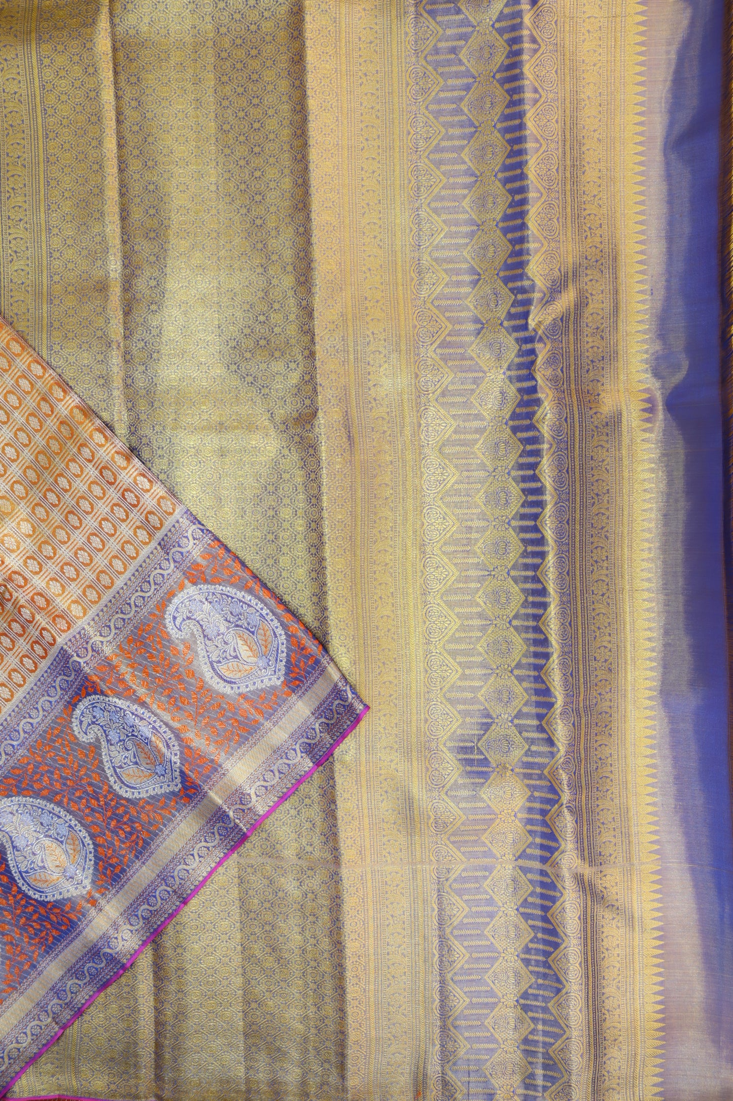 Graceful Orange Pure Kanjipuram Saree