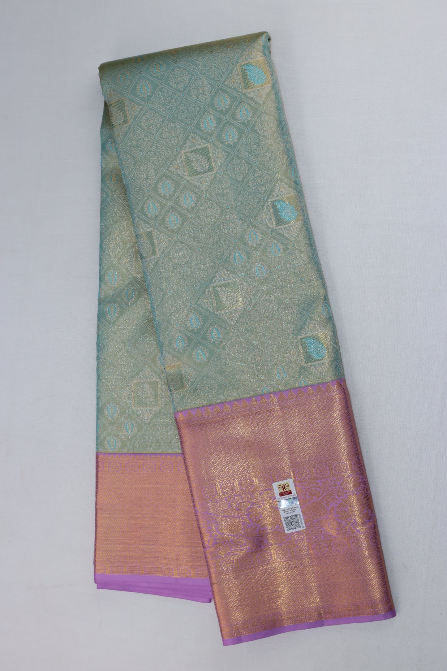 Traditional Sea Blue Kanjipuram Saree
